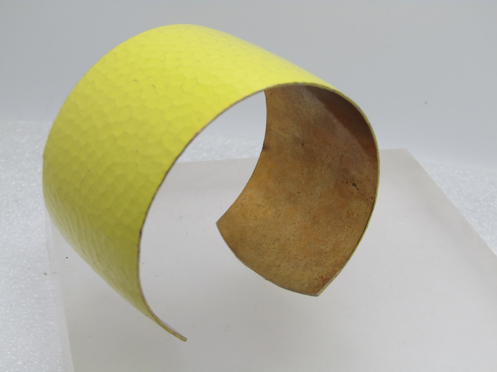 Vintage Yellow Enameled Wide Cuff Bracelet, 6.25", 1.5" Wide, 1960's - 2