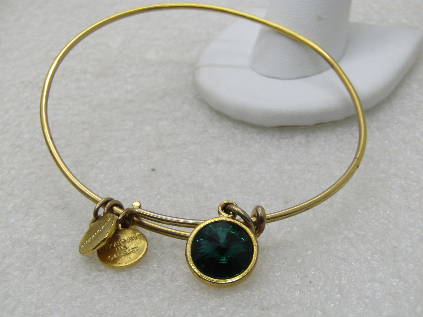 Alex and Ani Emerald Rhinestone Slide Bangle Bracelet, 8" and Under - 2