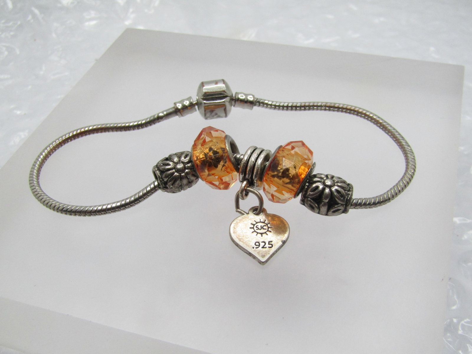 Sterling Matron of Honor Slide Bracelet, 8.5", Snake Chain - 4