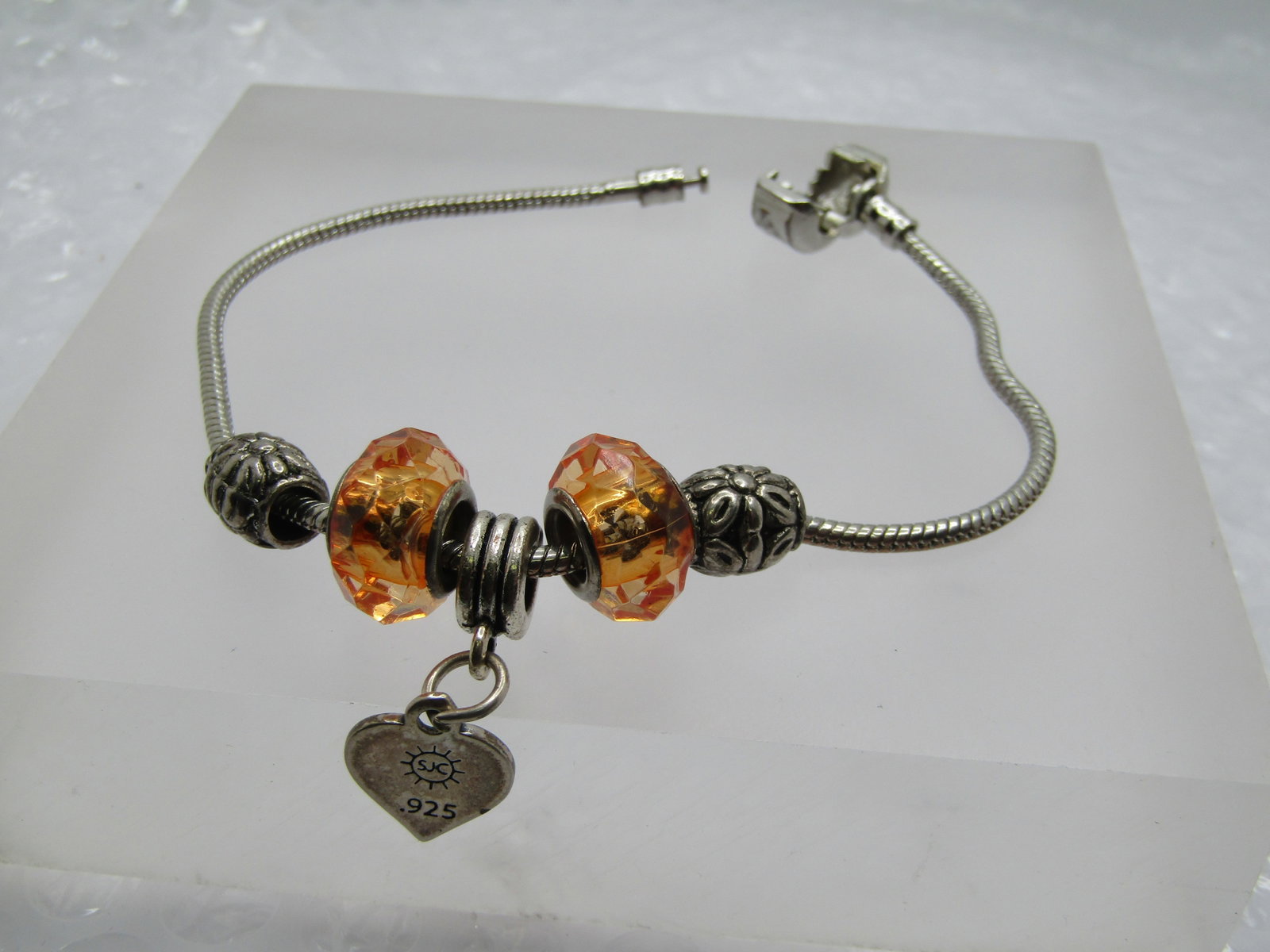 Sterling Matron of Honor Slide Bracelet, 8.5", Snake Chain - 5