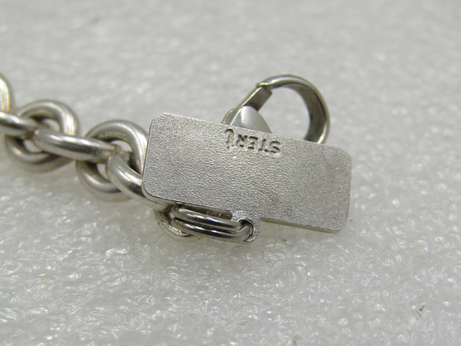 Vintage Sterling Silver Chunky Bracelet with Five Star Charm, 7.5" - 4