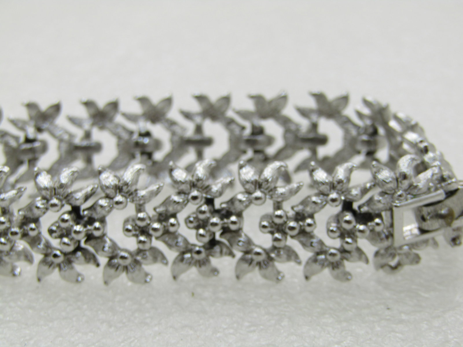 Vintage Monet Floral Bracelet, 7.5", 5/8" Wide, 1960's - 2