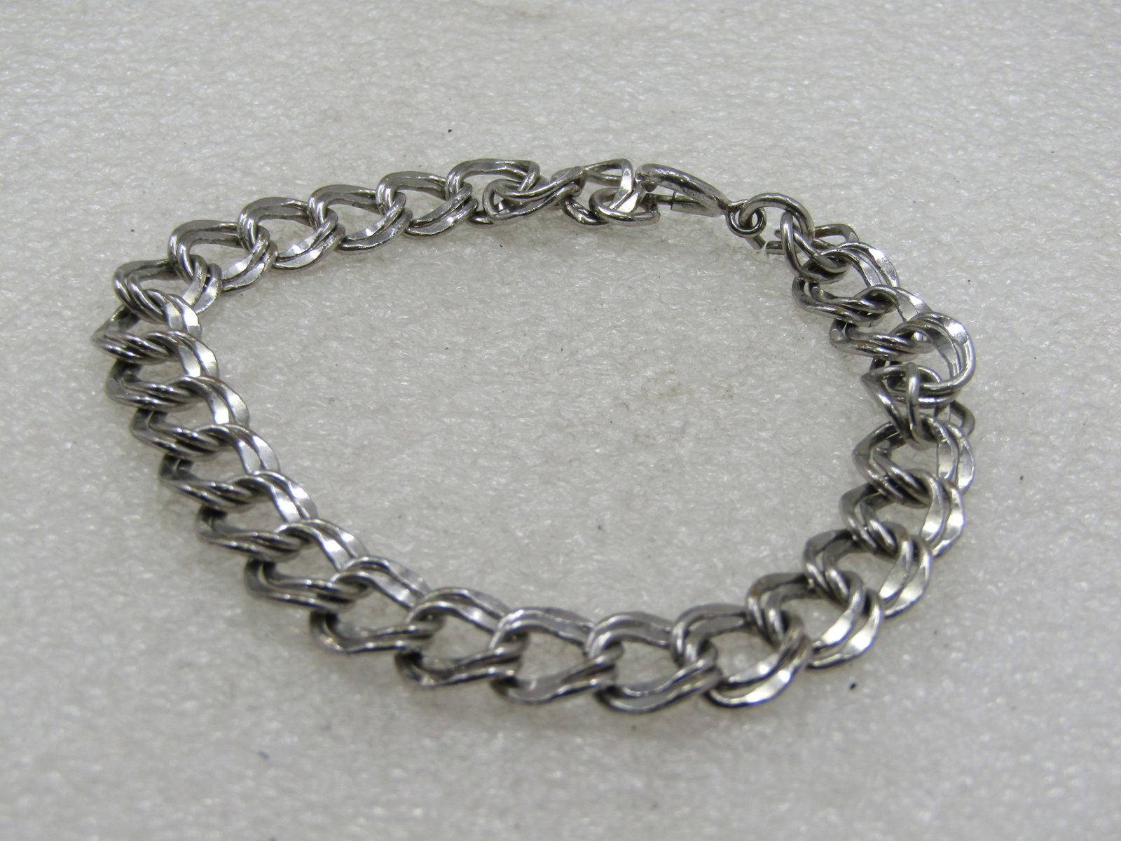 Vintage Silver Tone Double Link Bracelet, 8-1/8", Unisex, 9.5mm - 2