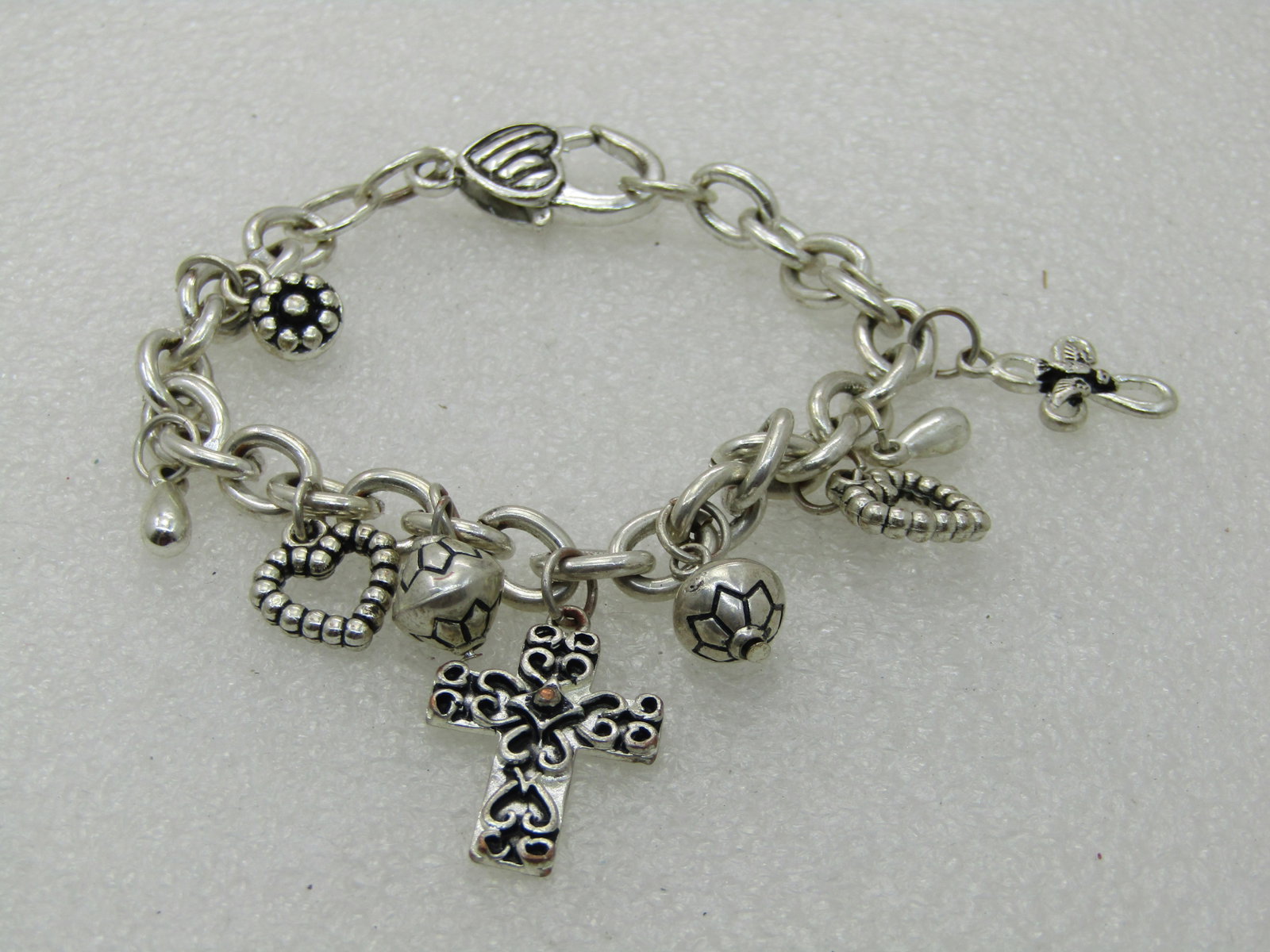 Vintage Silver Tone Christian Charm Bracelet, 7" - 2
