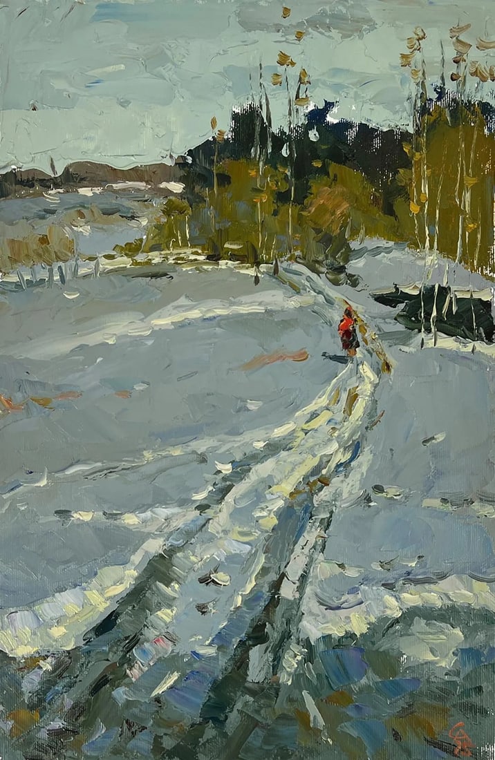 Oil painting stream Sergey Ivanovich Animov: Title : Oil painting stream Sergey Ivanovich Animov Description: 404DDD Painter: Sergey Ivanovich Animov Size: 39x25 cm/ 15.35x9.84 inches Components: canvas, oil Original painting from our collection