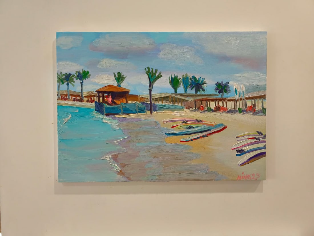 Oil painting Atlit Beach Nina L - 2