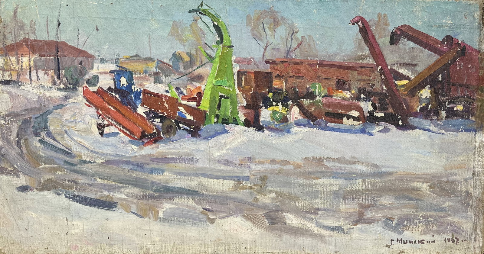 Oil painting Collective farm yard Minsky G. - 2