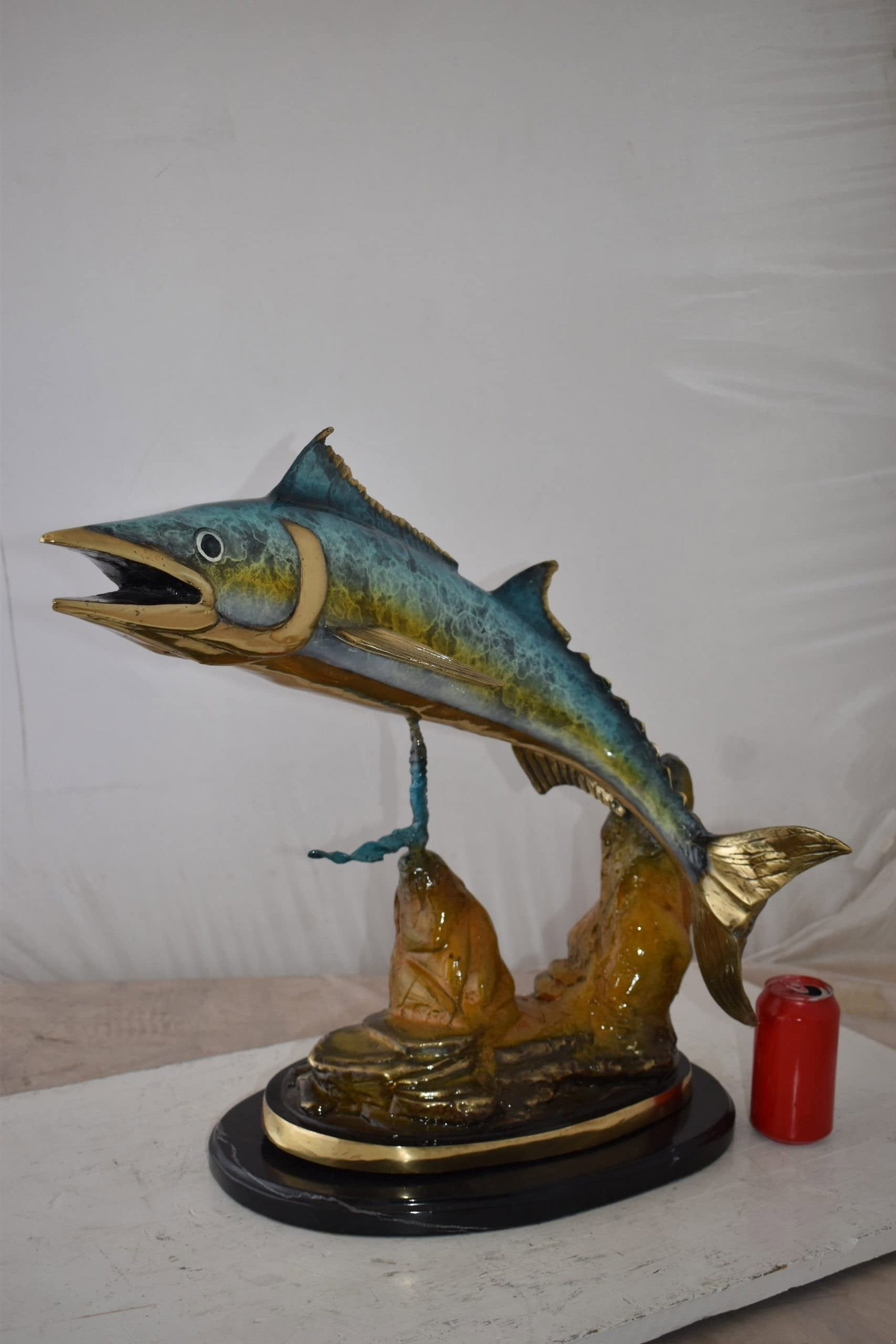 Wahoo Fish Swimming in The Ocean Bronze Statue Size: 17" x 25" x 20"H - 4