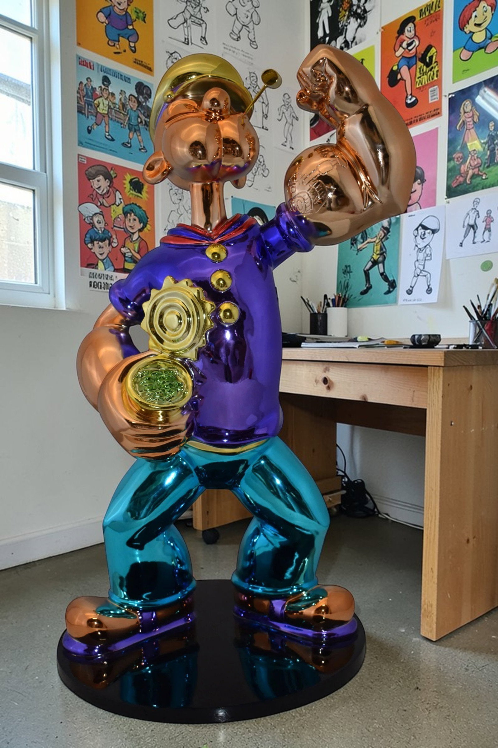 Popeye with Purple shirt Resin Statue Size: 18" x 16" x 31"H - 2