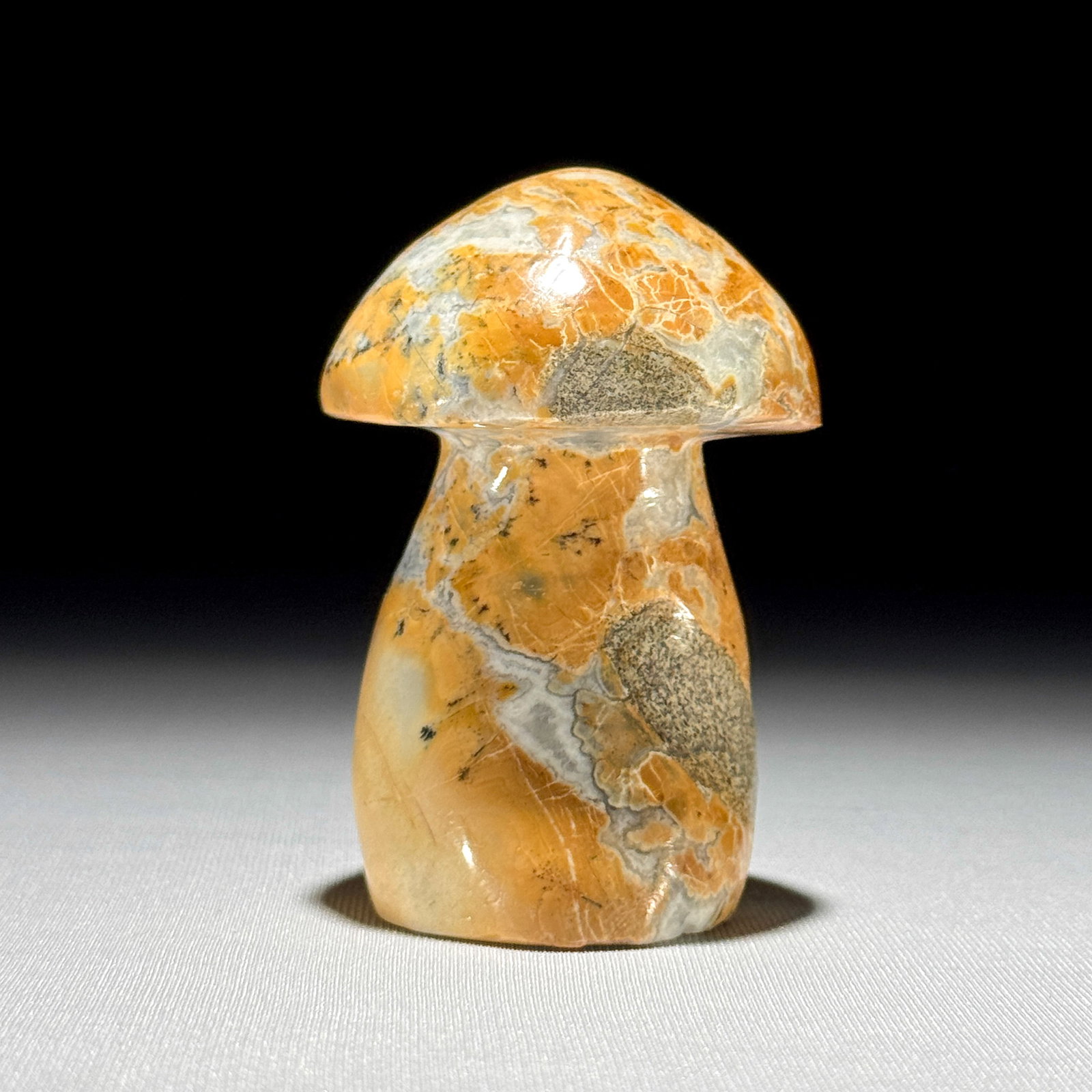 Stunning set of 3 crystallized Maligano Jasper mushrooms - 7