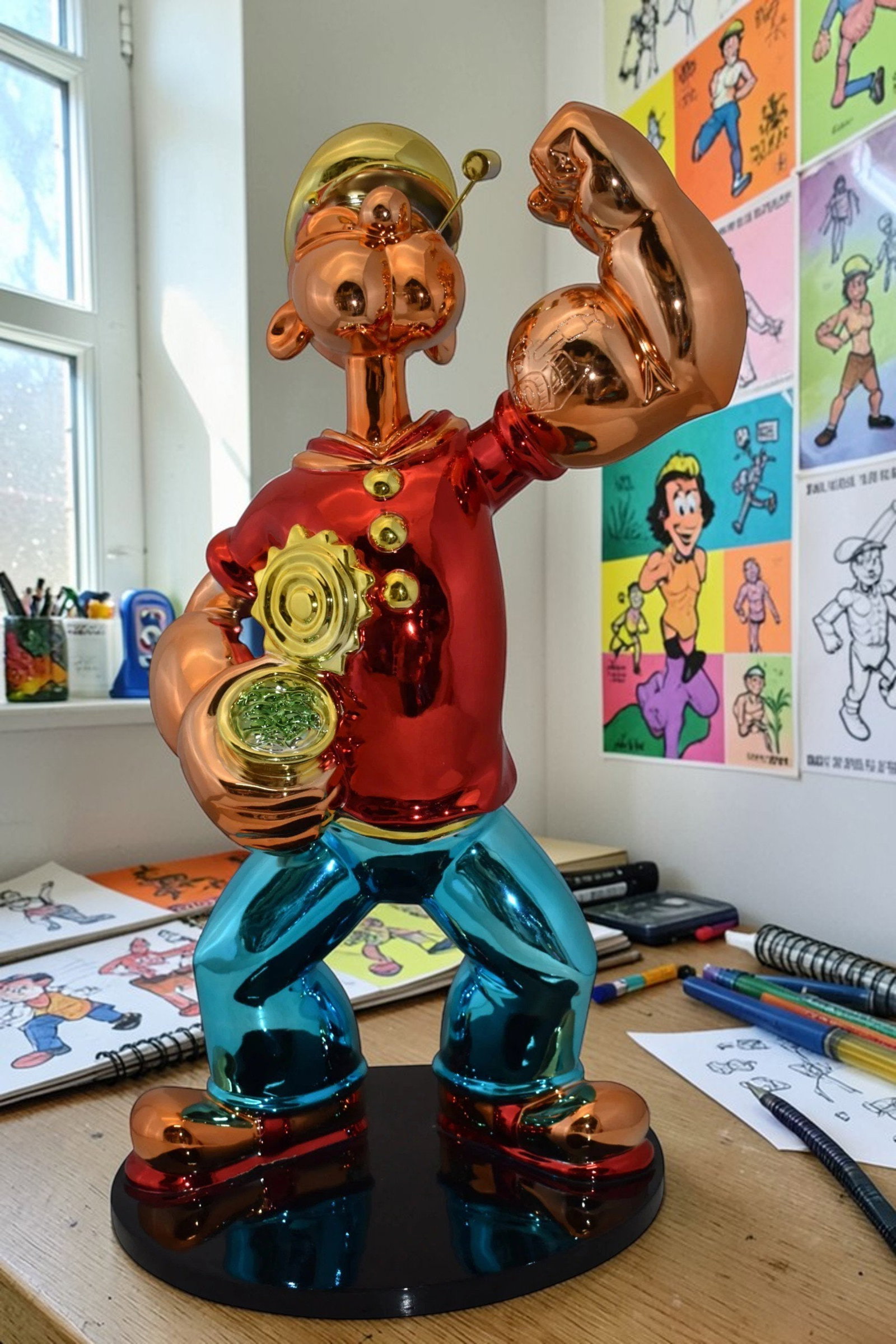 Popeye with Red shirt Resin Statue Size: 18" x 16" x 31"H - 3
