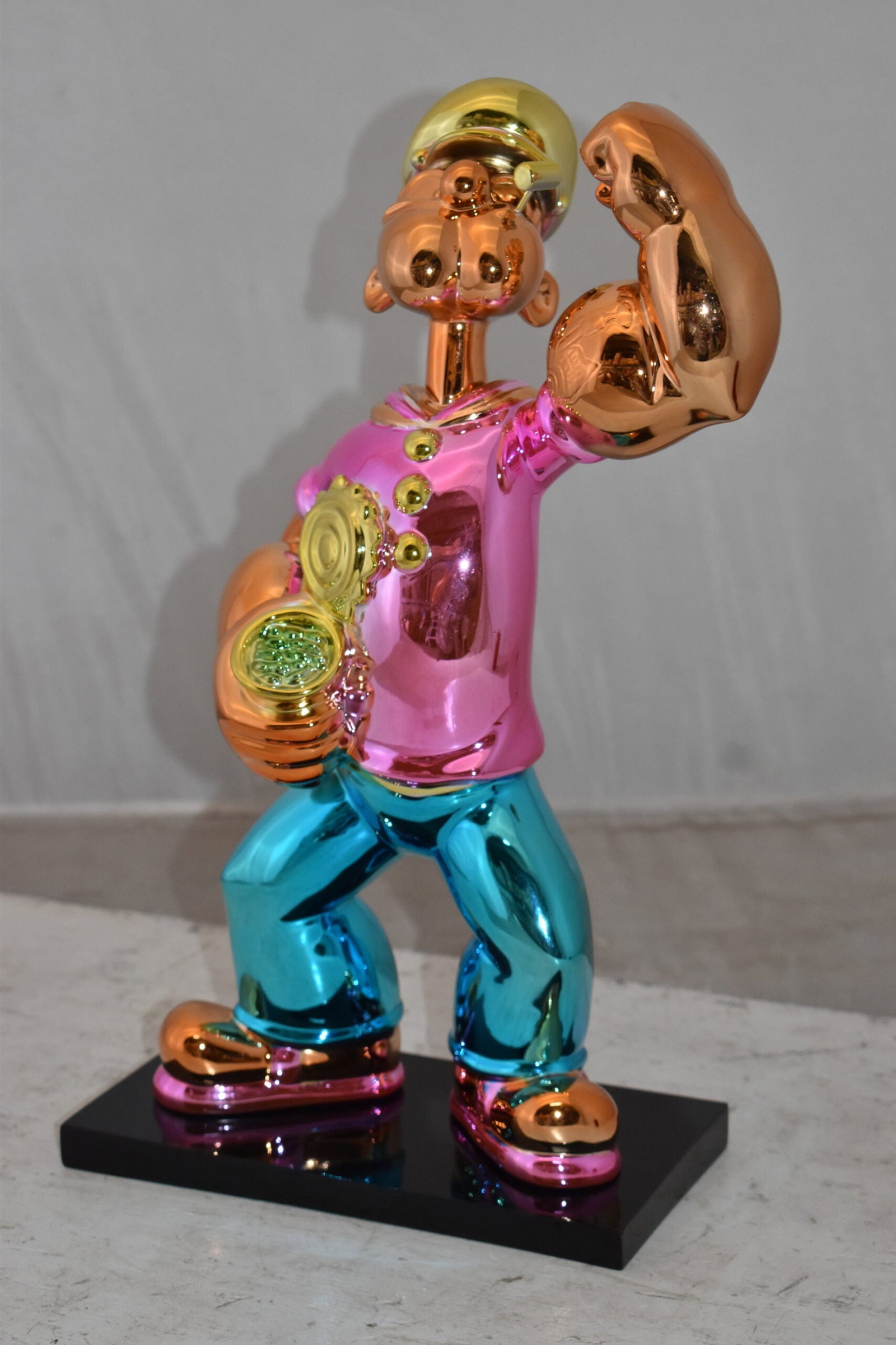 Iconic Pink Popeye smaller Resin Statue Size: 11" x 6" x 17"H - 10