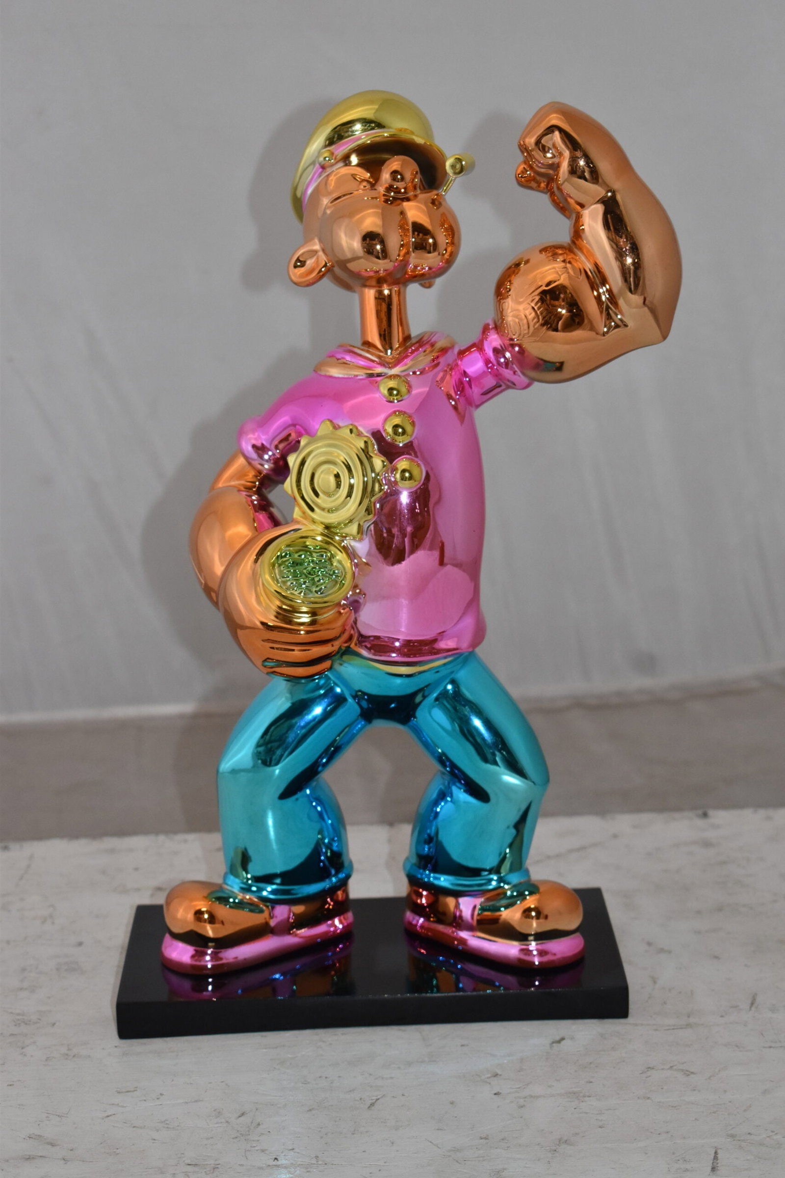 Iconic Pink Popeye smaller Resin Statue Size: 11" x 6" x 17"H - 2