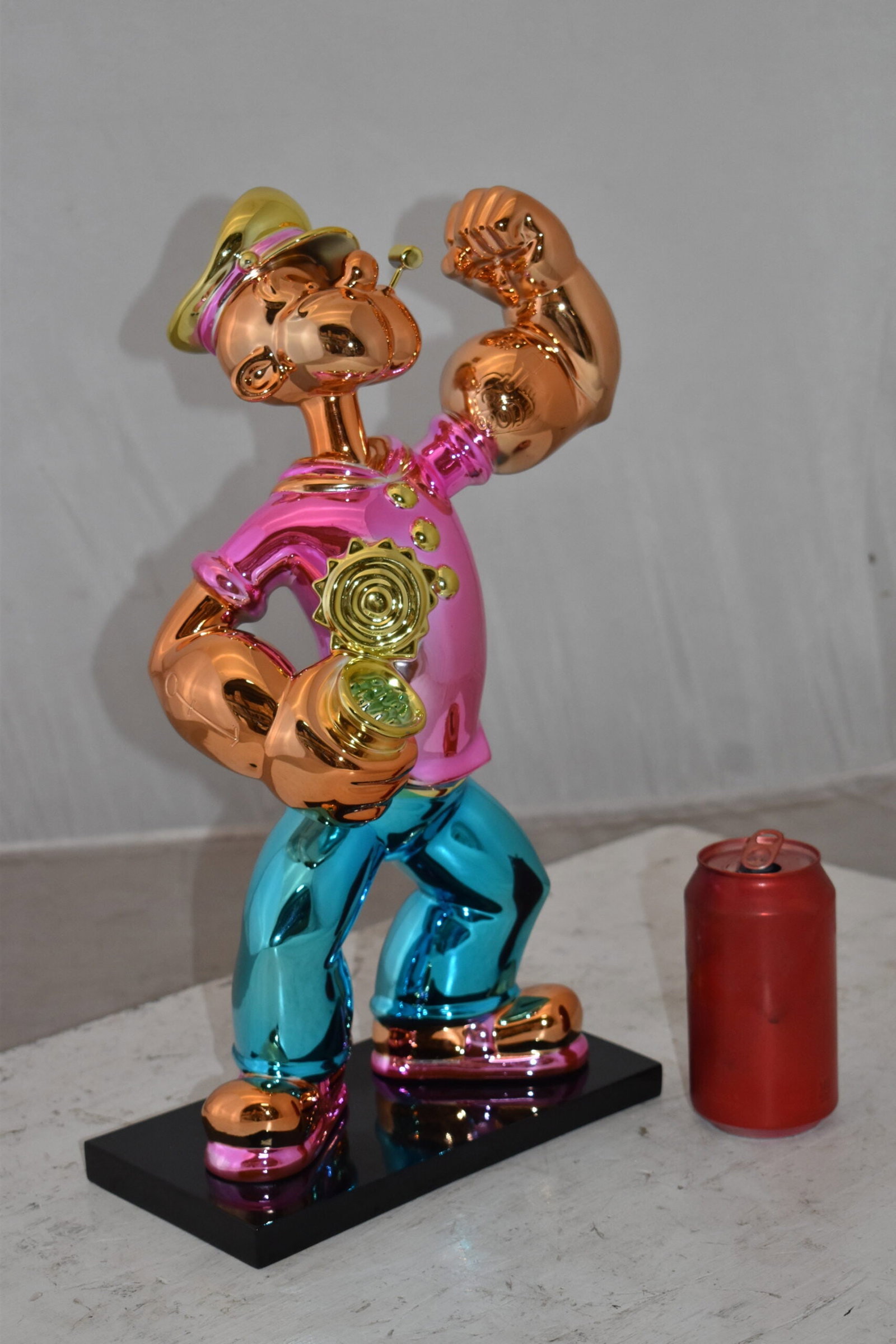 Iconic Pink Popeye smaller Resin Statue Size: 11" x 6" x 17"H - 3