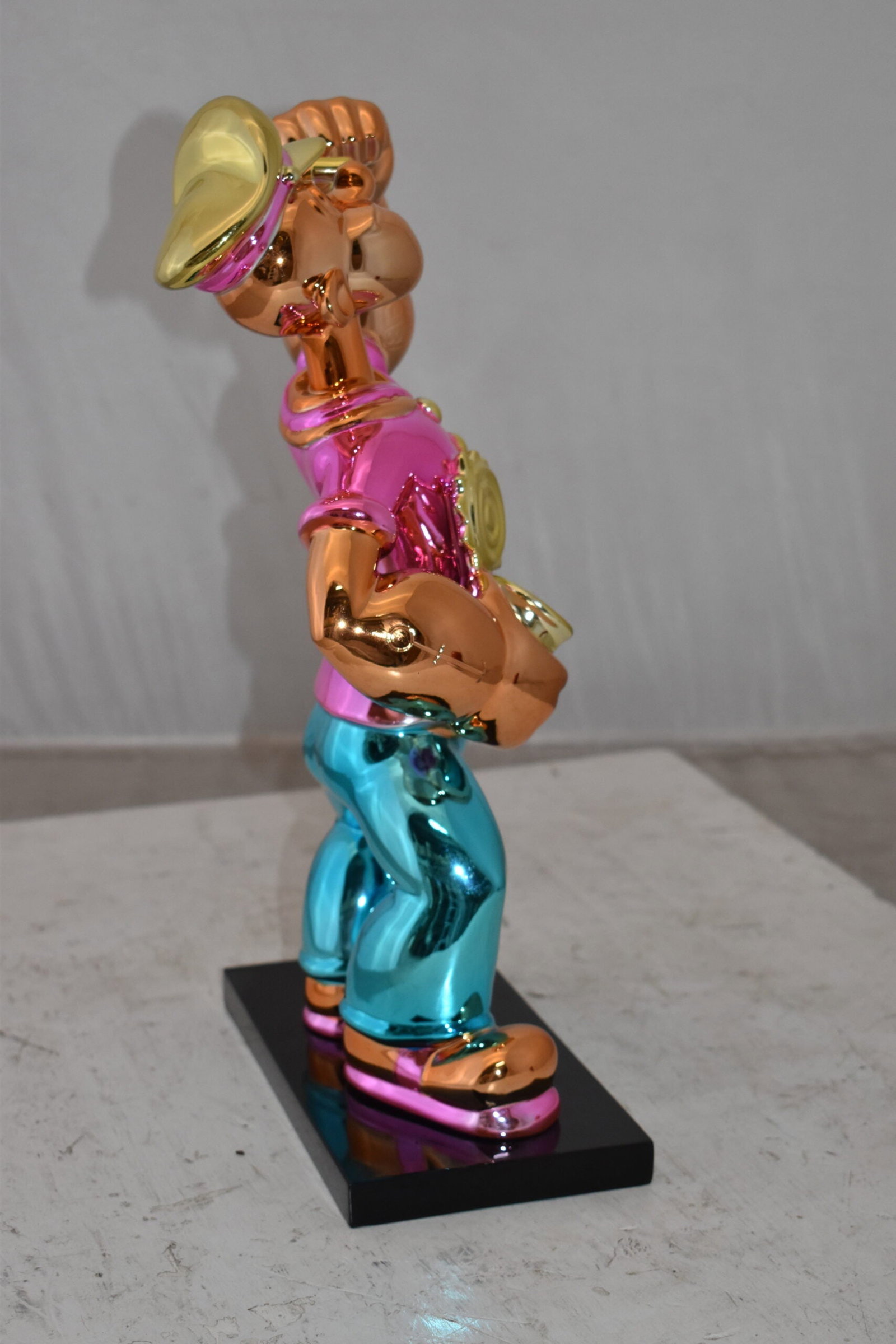 Iconic Pink Popeye smaller Resin Statue Size: 11" x 6" x 17"H - 5