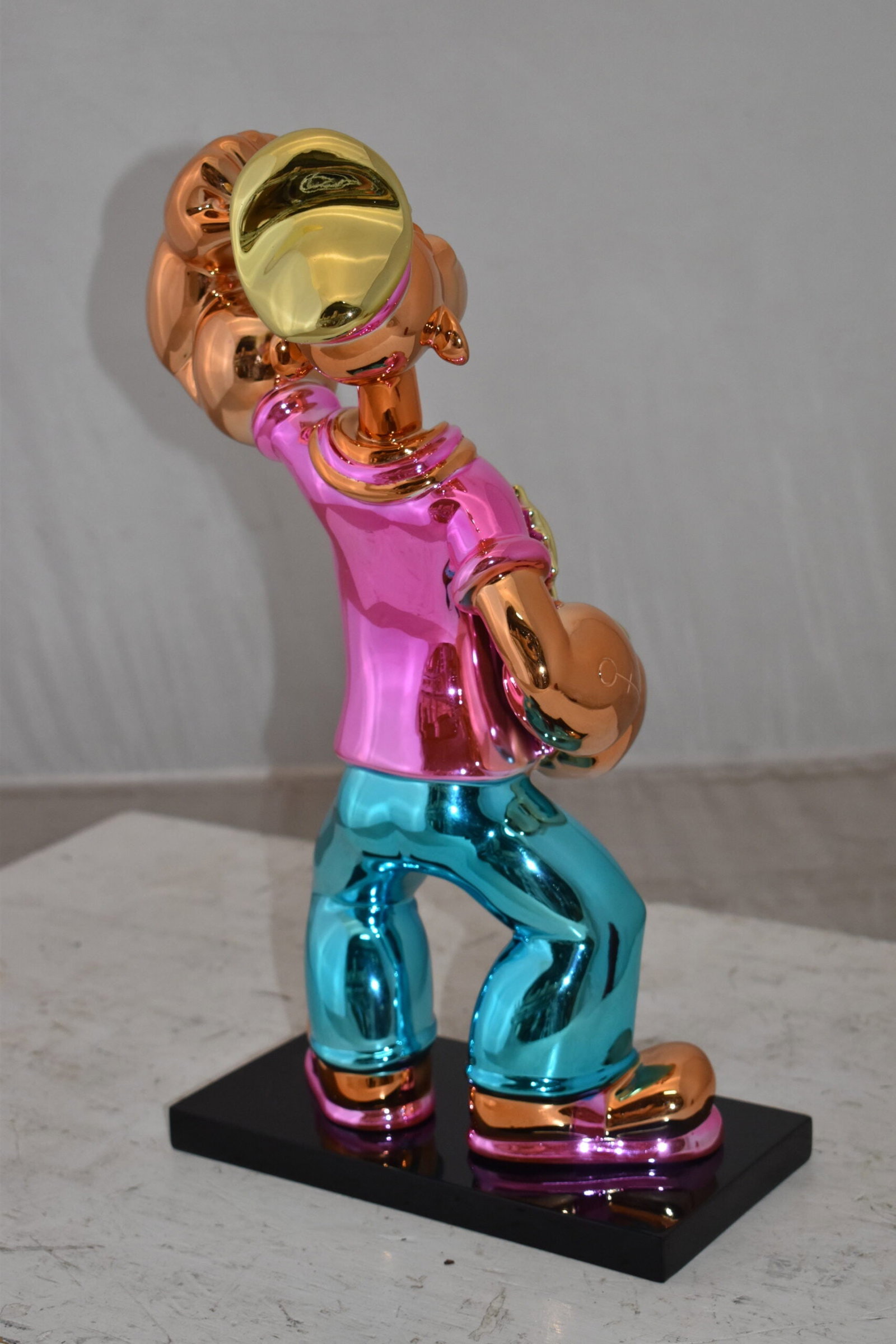 Iconic Pink Popeye smaller Resin Statue Size: 11" x 6" x 17"H - 6