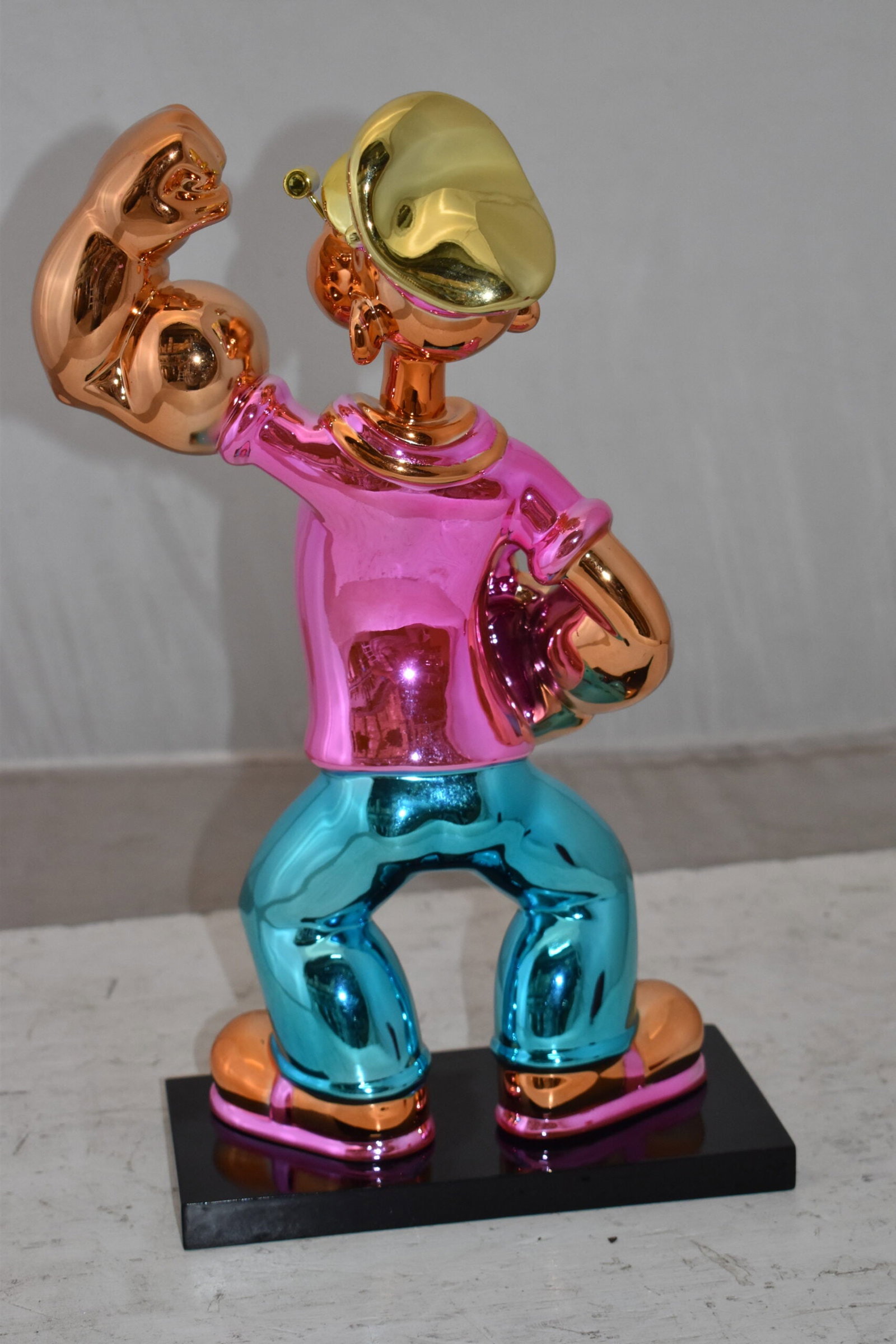 Iconic Pink Popeye smaller Resin Statue Size: 11" x 6" x 17"H - 7