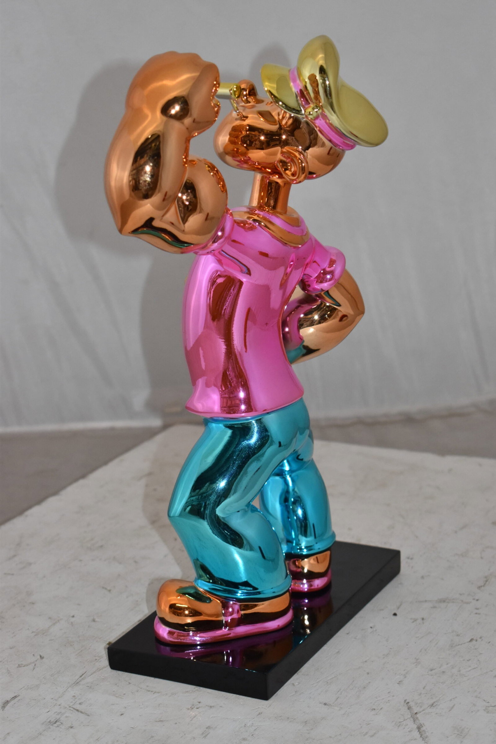 Iconic Pink Popeye smaller Resin Statue Size: 11" x 6" x 17"H - 8