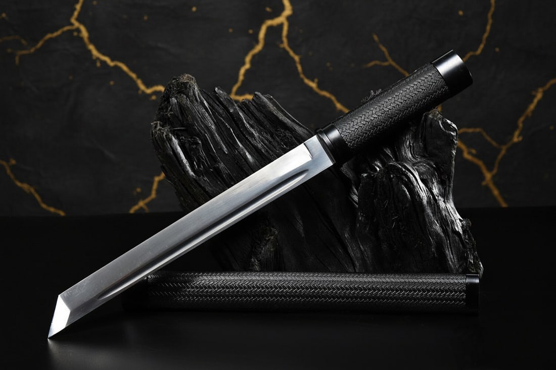 18" Tactical Japanese Tanto Blade 9260 Steel Sharp Samurai Self-Defense Sword - 2