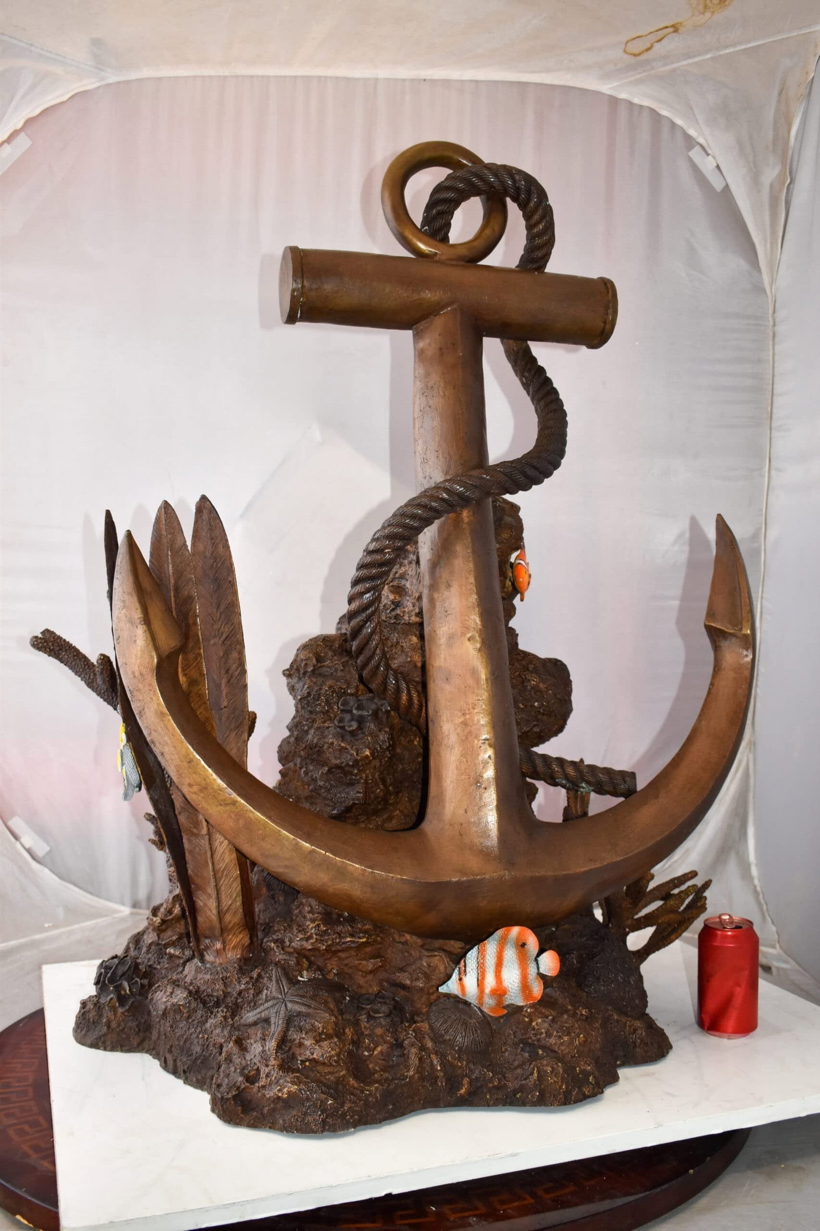 Anchor On Ocean Floor Among Fish Bronze Statue Size: 32" x 27" x 41"H - 4
