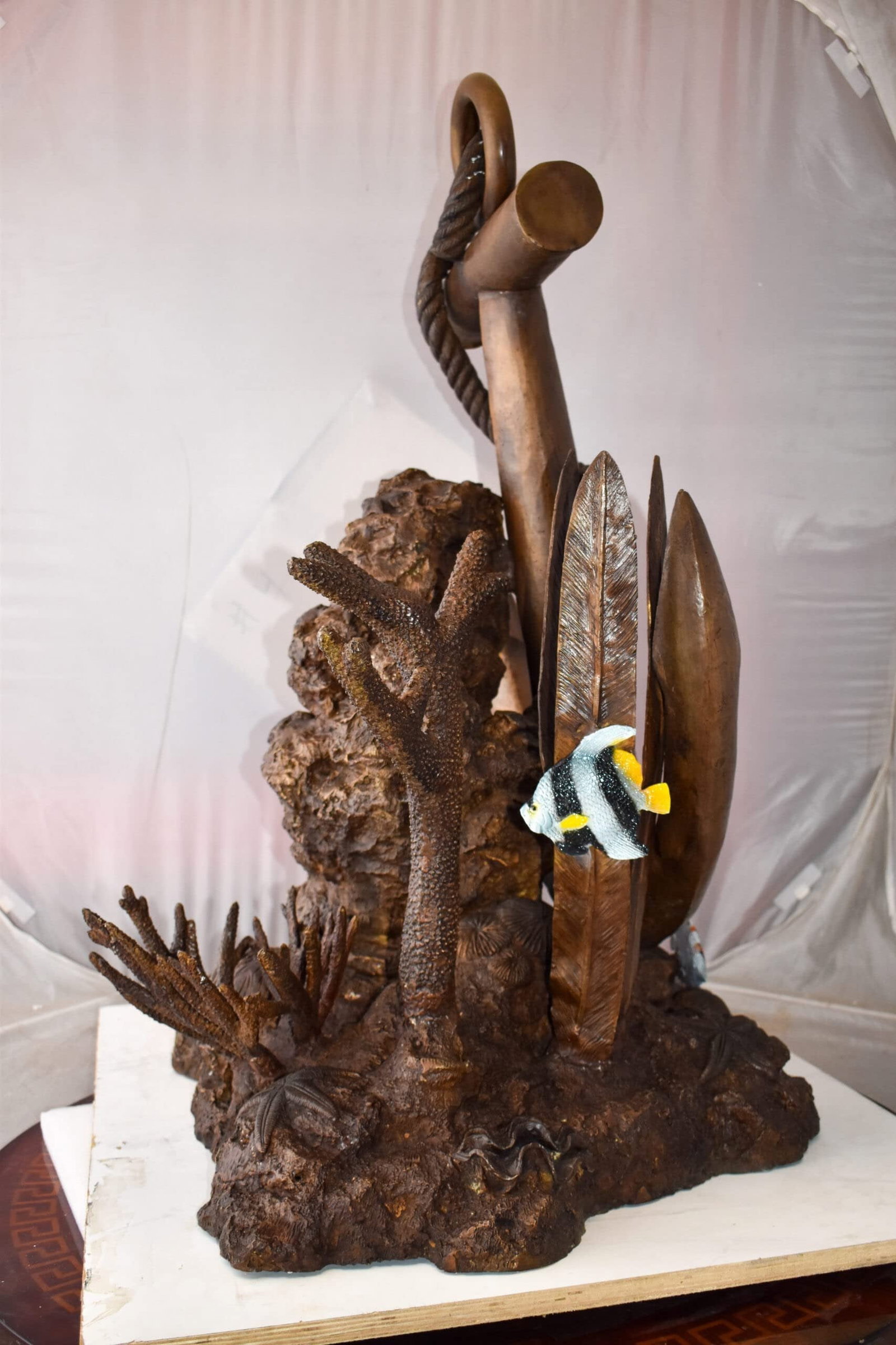 Anchor On Ocean Floor Among Fish Bronze Statue Size: 32" x 27" x 41"H - 7