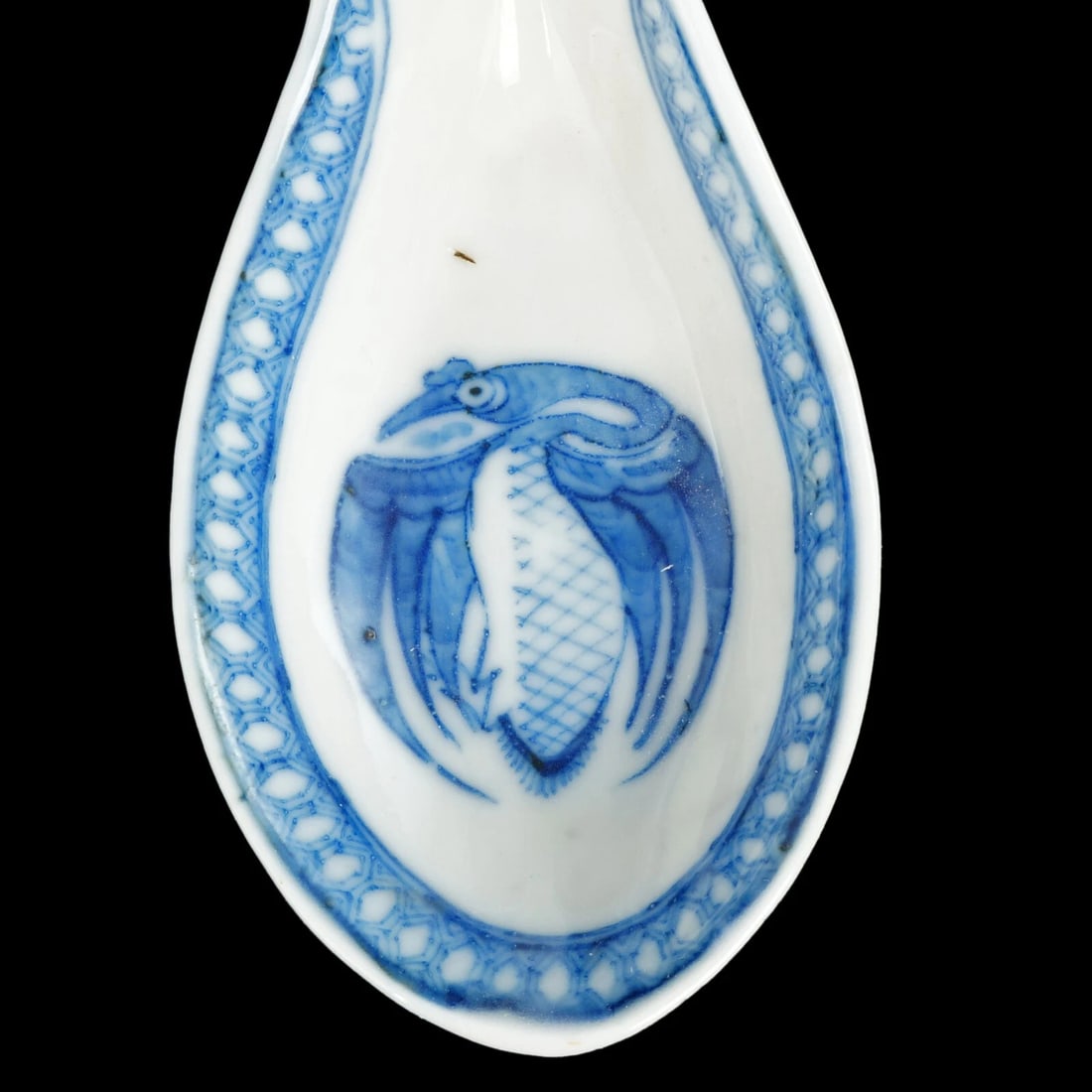 Set of Four Chinese Blue and White Porcelain Spoons Crane Design Qing/Republic - 2