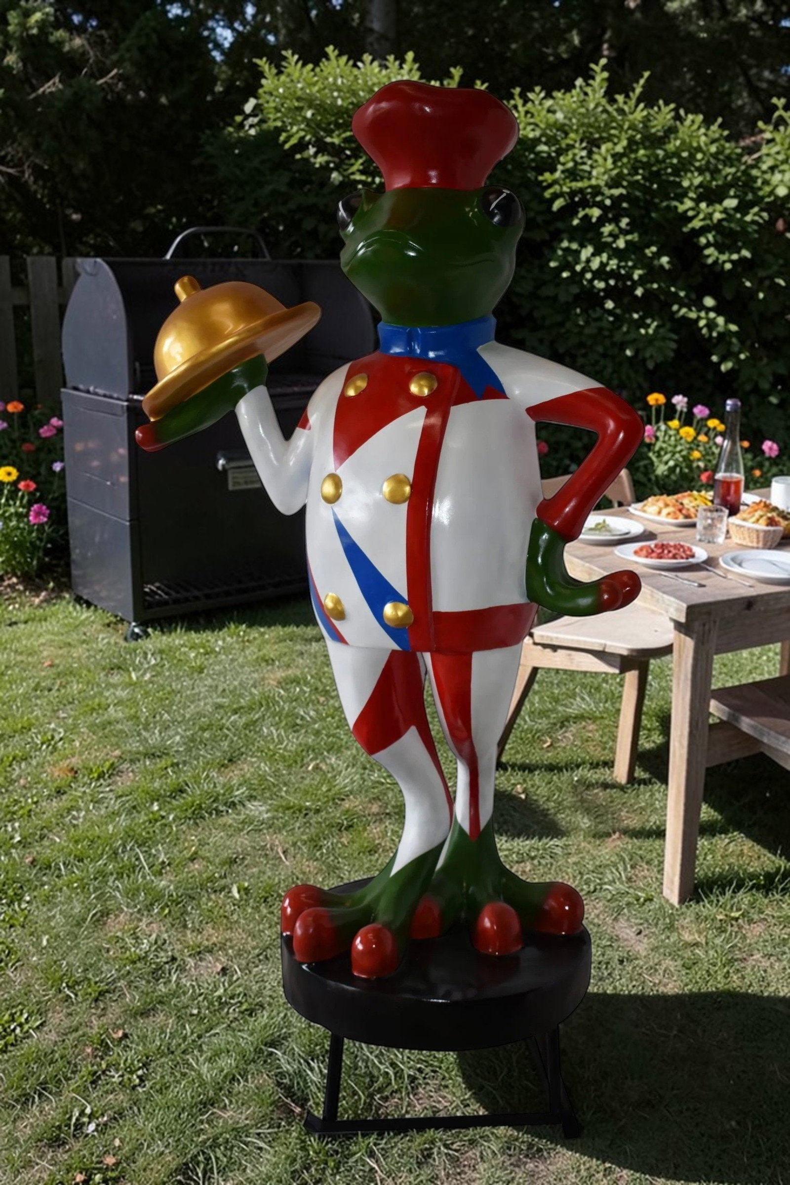 Giant Frog Chef Made of Resin Good for Outdoors Size: 41" x 30" x 70"H - 2