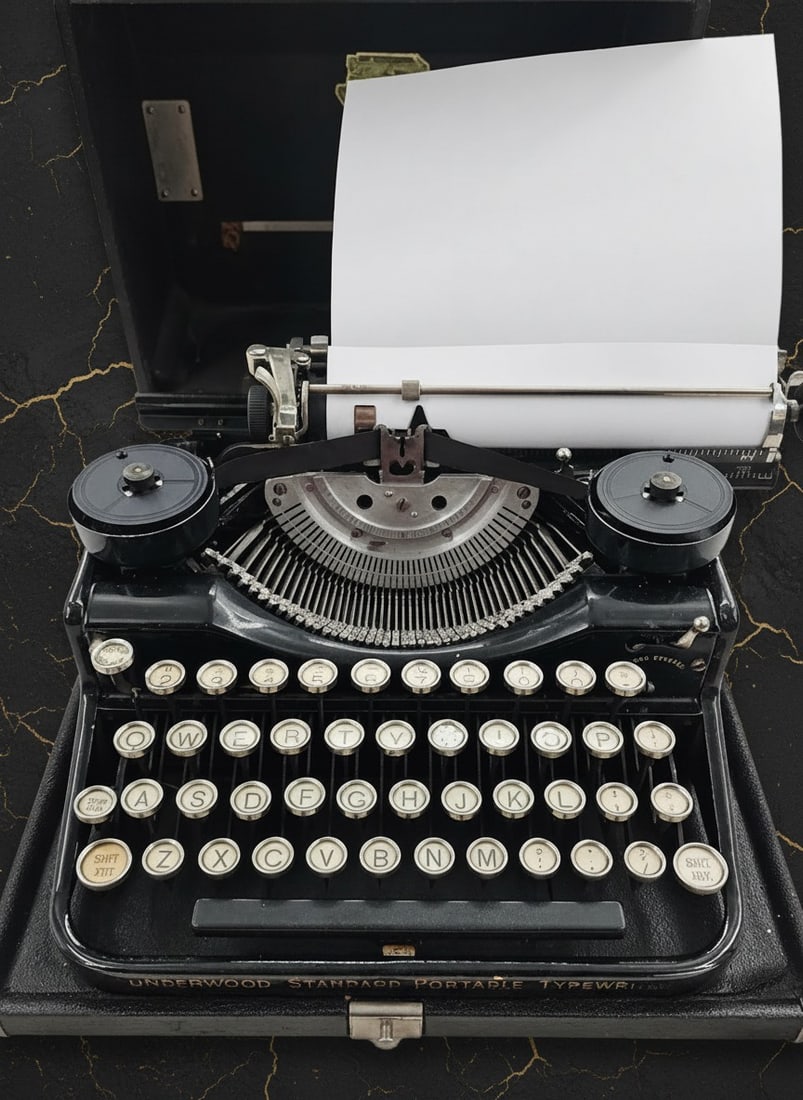 Vintage Portable Bank Keyboard Typewriter With Case Antique Manual Machine - 4
