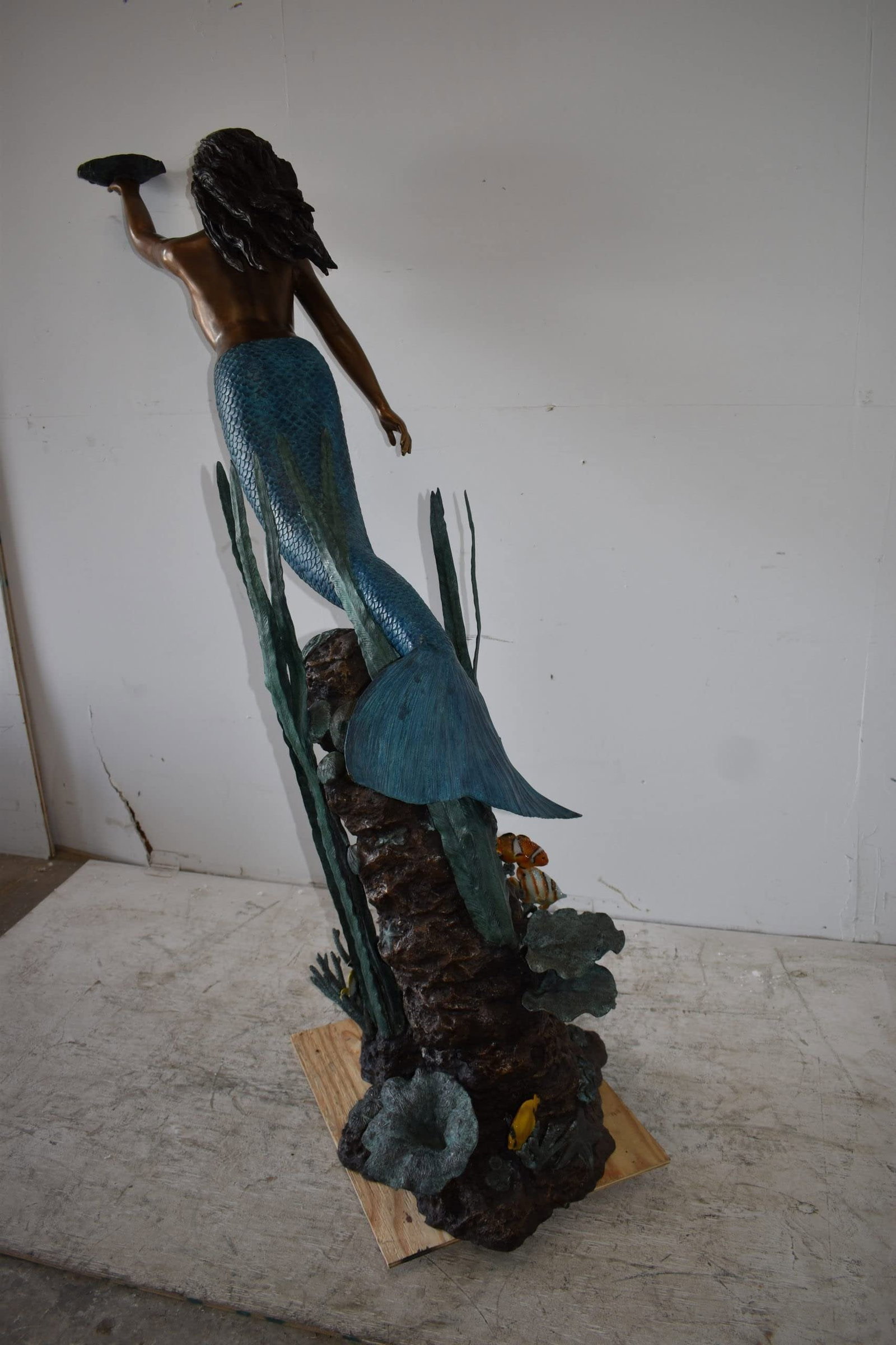 Mermaid With a Shell Bronze Fountain Statue Size: 24" x 60" x 70"H - 7
