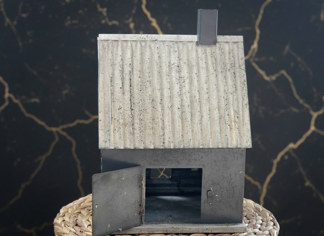 Rustic Farmhouse Metal Birdhouse Candle Lantern Galvanized Tin Decor - 6