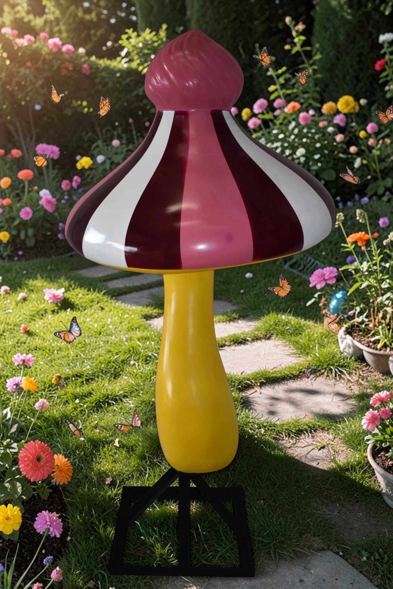 Happy Giant Mushroom Made of Resin for Indoors Outdoors Size: 34" x 34" x 64"H - 2