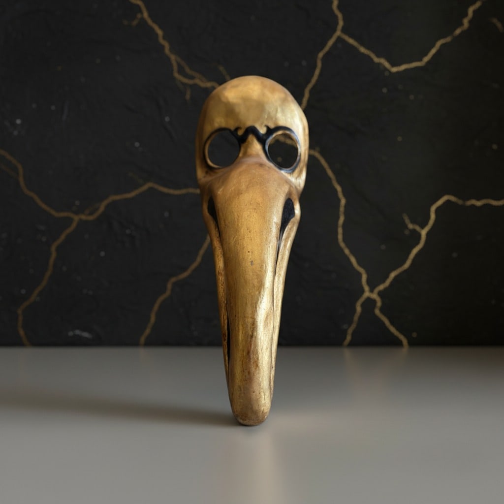 Handmade Italian Papier-Mache Plague Doctor Mask for Masquerade or Theater - 2