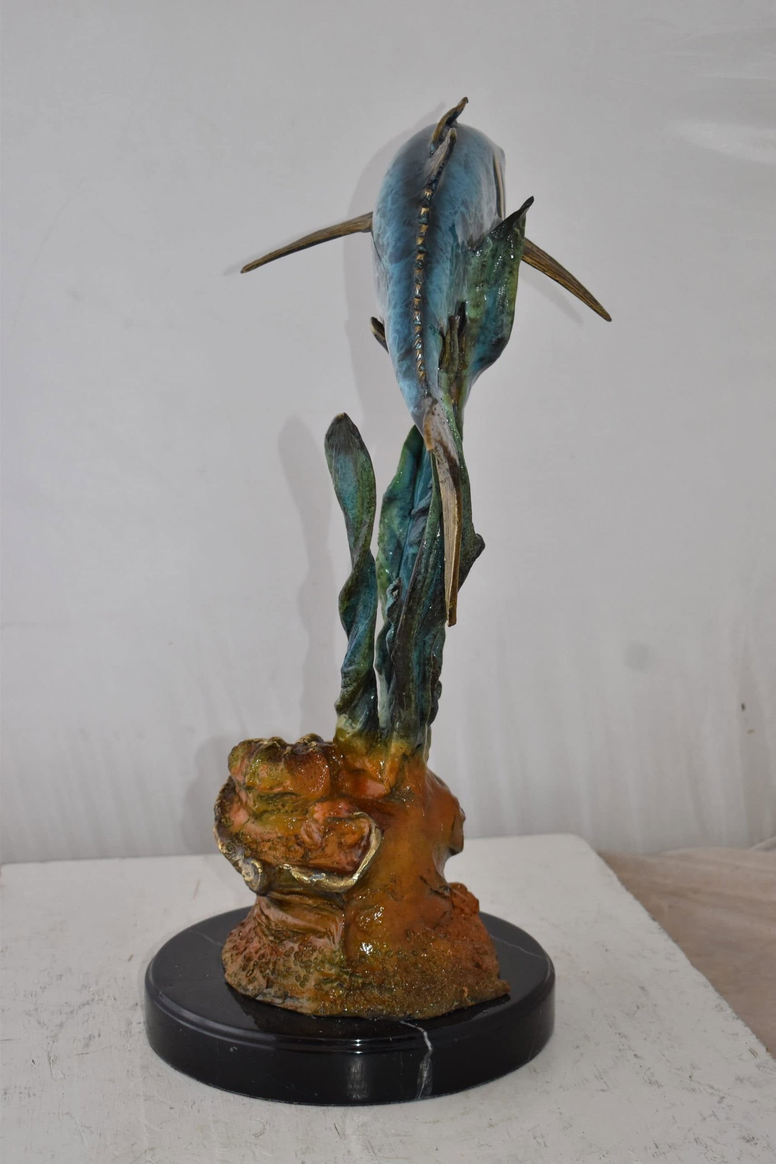 Tuna Fish Swimming in The Ocean Bronze Statue Size: 11" x 21" x 25"H - 7