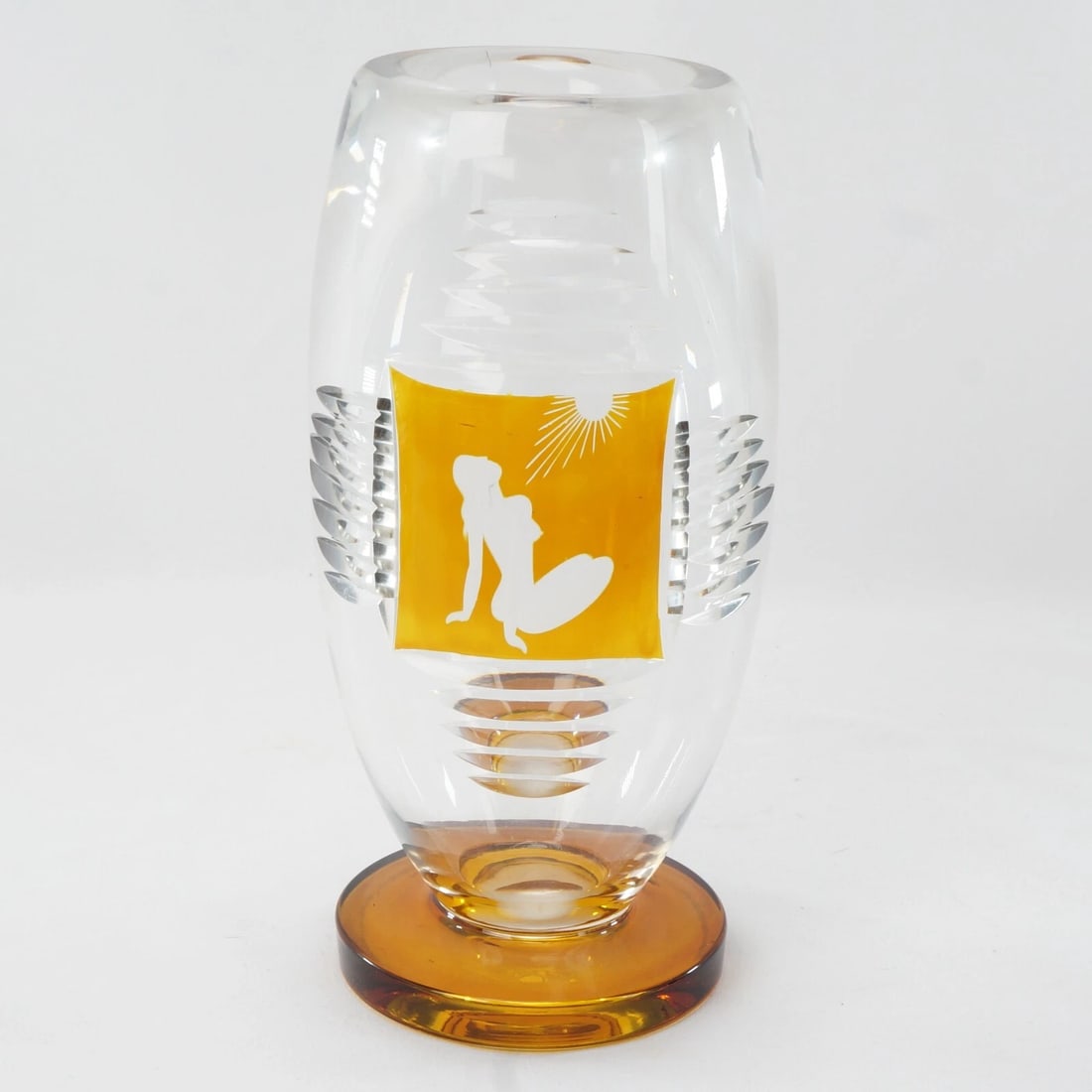 1950s Scandinavian Cut Glass Pedestal Vase - 4
