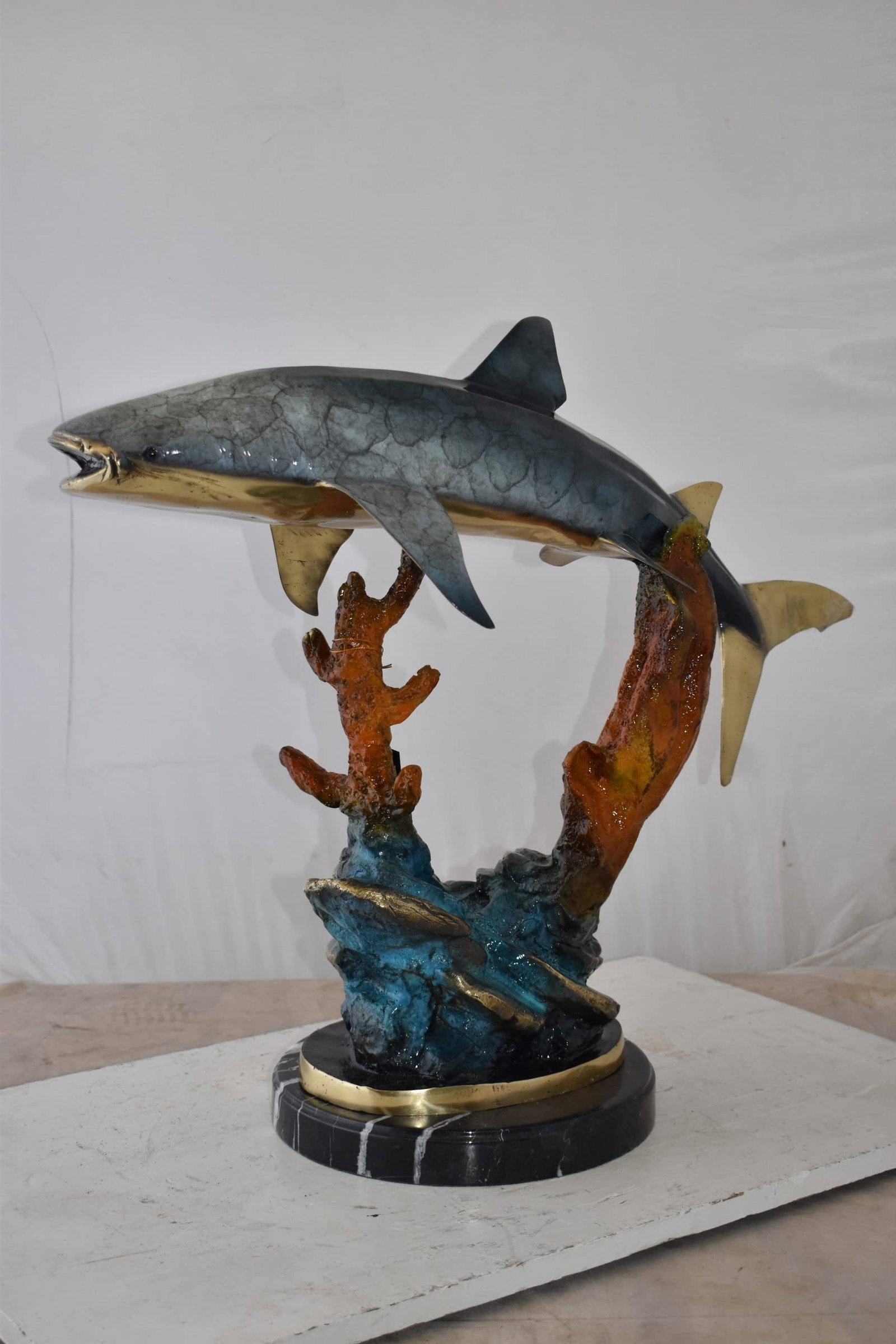 Whale Shark Swimming in The Ocean Bronze Statue Size: 31" x 14" x 26"H - 7
