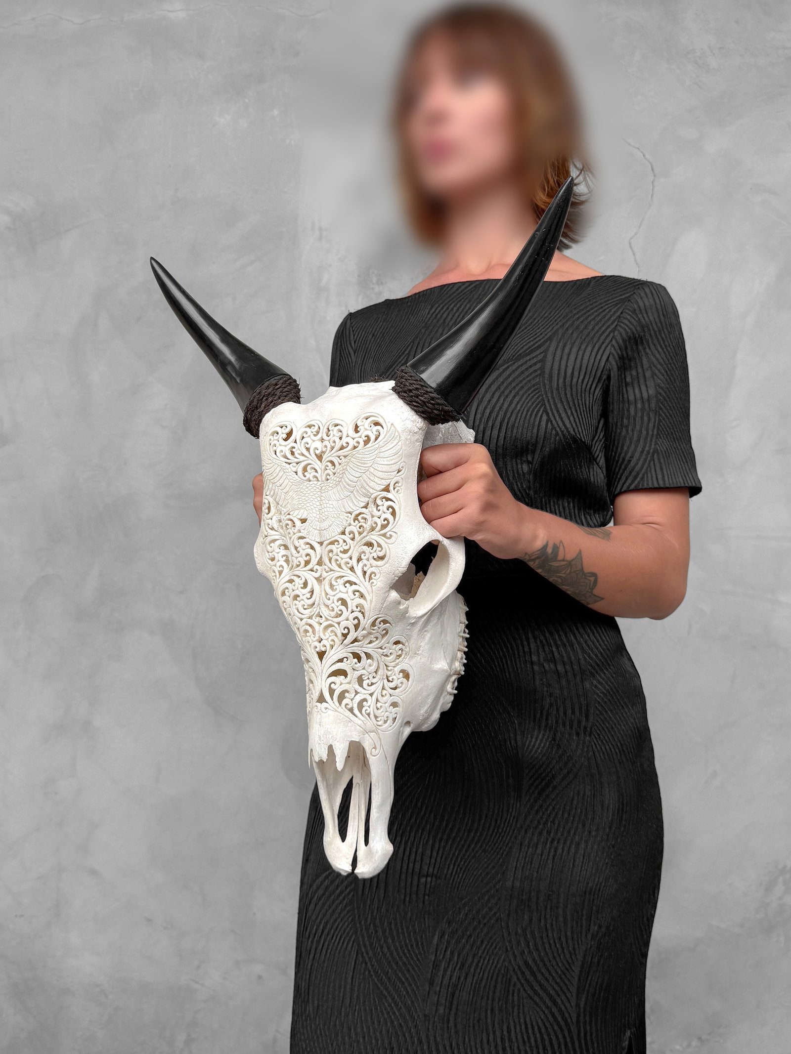 White cow skull - Eagle motif - 2