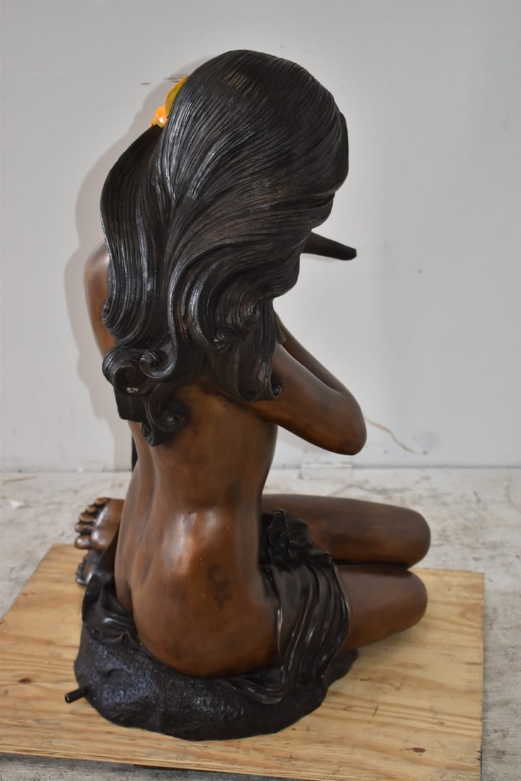 Susan With Shell and Flower Fountain Bronze Statue Size: 21" x 20" x 31"H - 7
