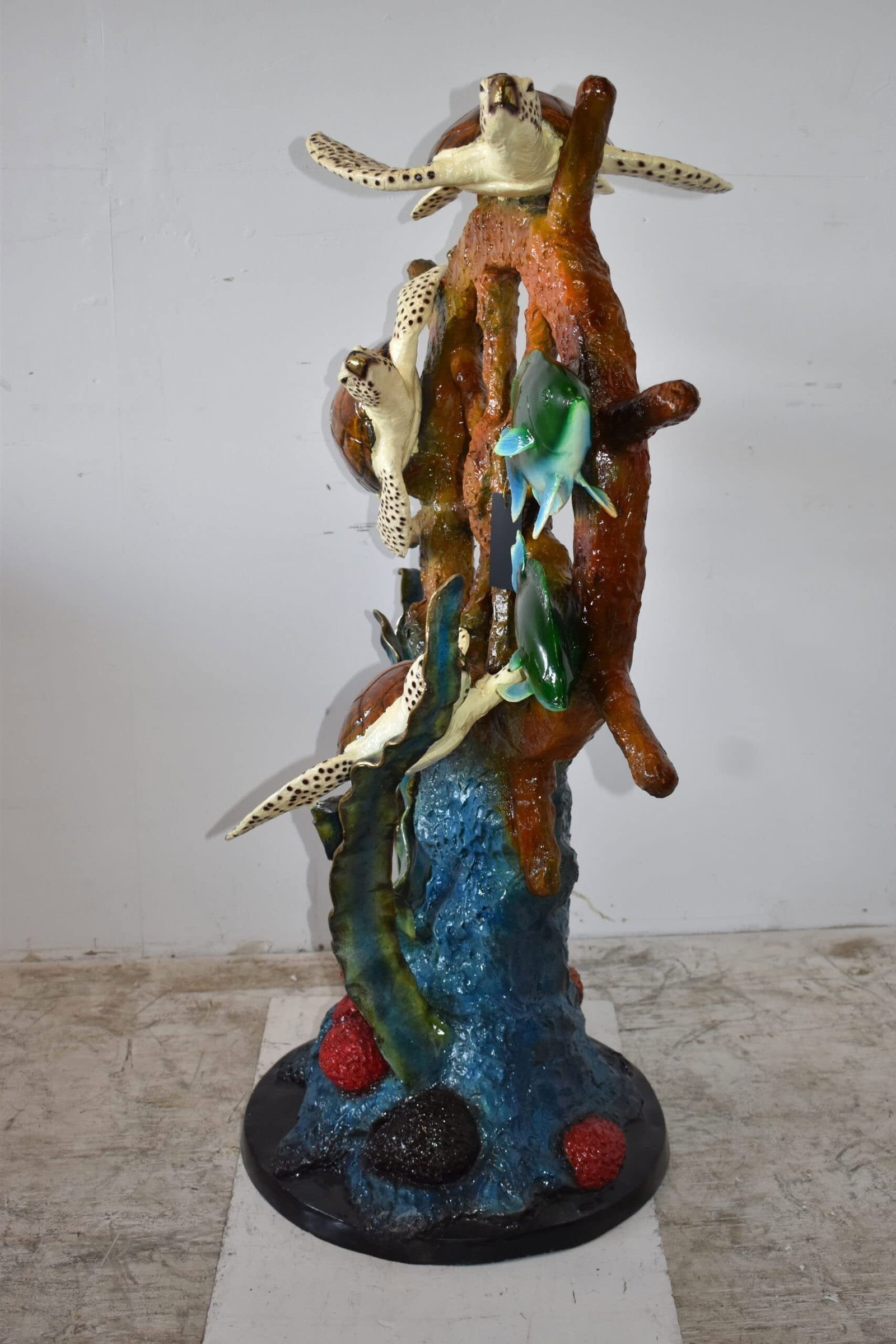 Sunken Nautical Wheel with Sea Creatures Bronze Statue Size: 39" x 23" x 51"H - 7