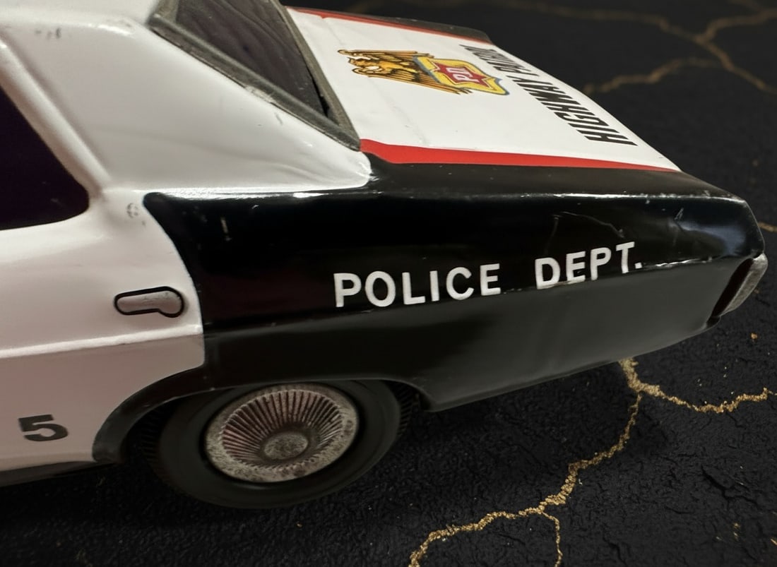 Vintage Japanese Tin Highway Patrol Police Toy Car Lithograph Litho Model - 4