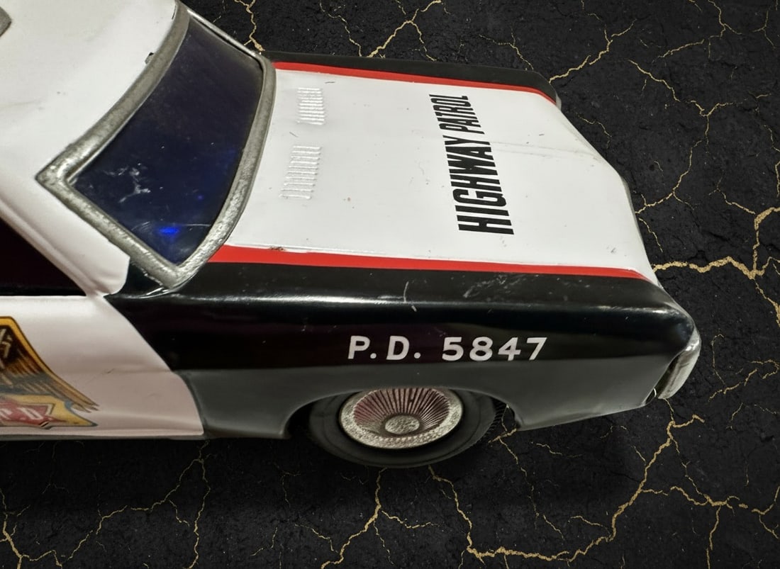 Vintage Japanese Tin Highway Patrol Police Toy Car Lithograph Litho Model - 6