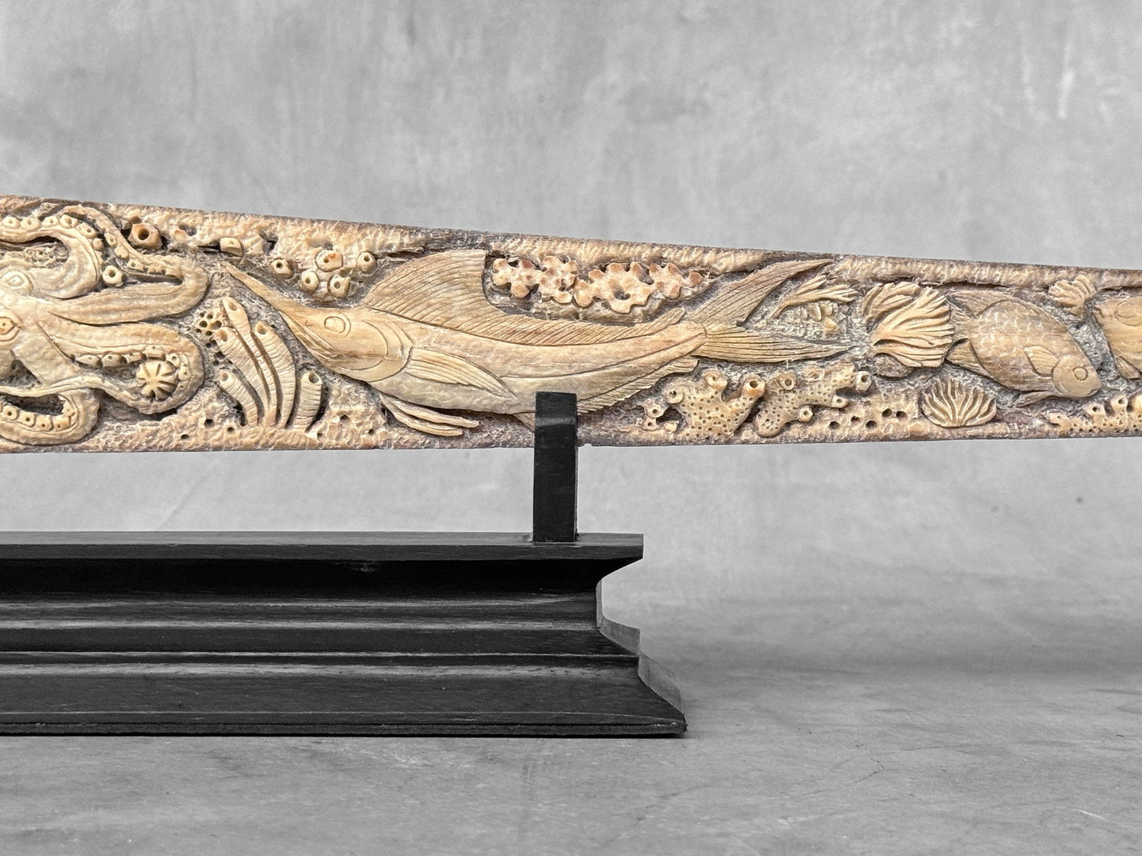 Beautiful engraved Swordfish rostrum - Marine motif - 8