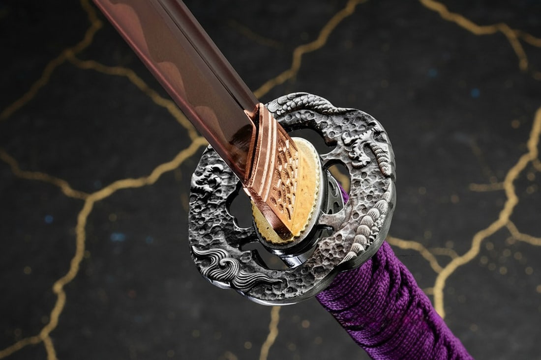 Hand-Forged 1095 Steel Sharp Katana Battle Ready Purple Dragon Samurai Sword - 8