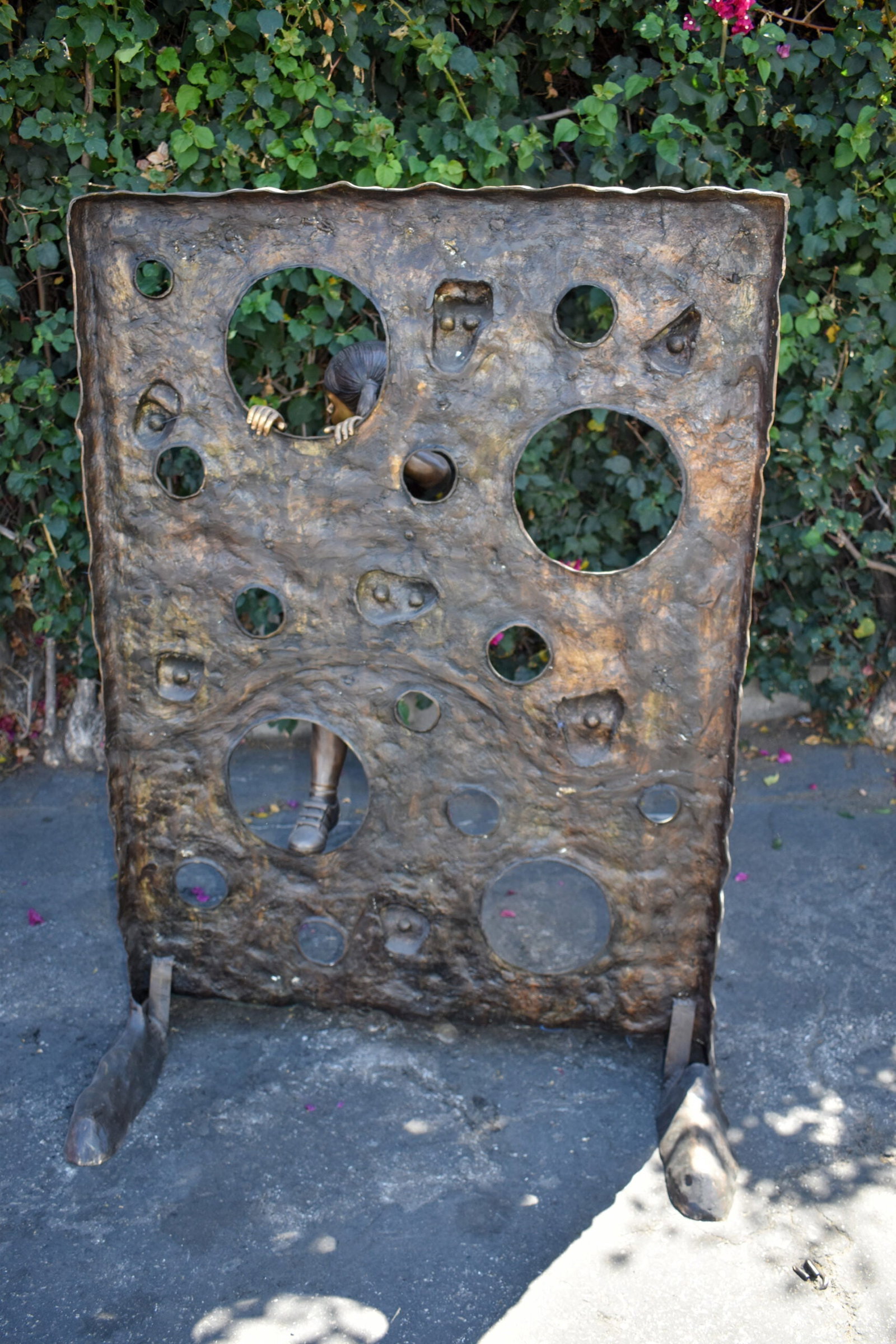 Young Girl Playing on A Climbing Wall Bronze Statue Life Size 44" x 26" x 57"H - 7