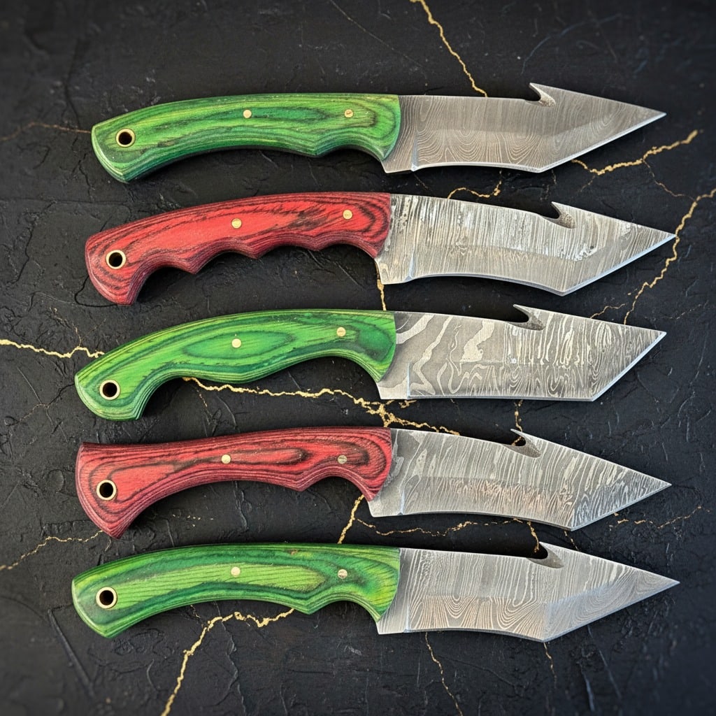 10-Piece Damascus Steel Hunting Knife Set 8" Pakkawood Handle Blades Bulk - 3