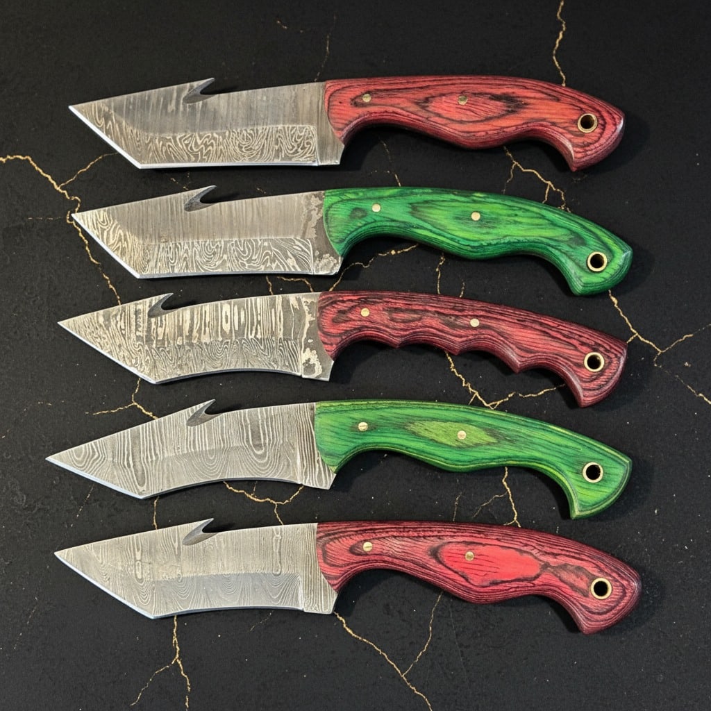 10-Piece Damascus Steel Hunting Knife Set 8" Pakkawood Handle Blades Bulk - 4
