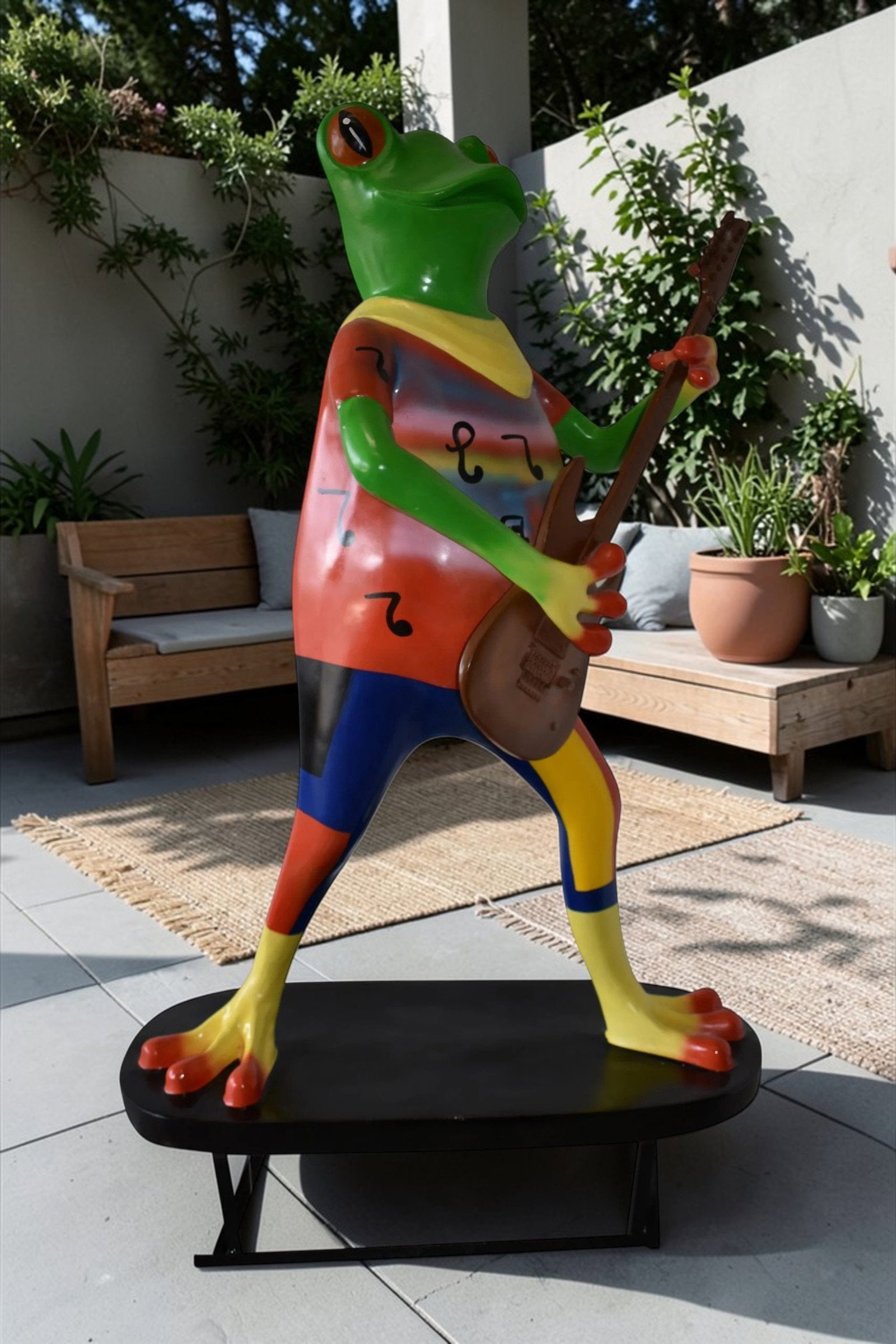 Giant Happy Frog Playing the Guitar Good for Outdoors Size: 46" x 28" x 70"H - 2
