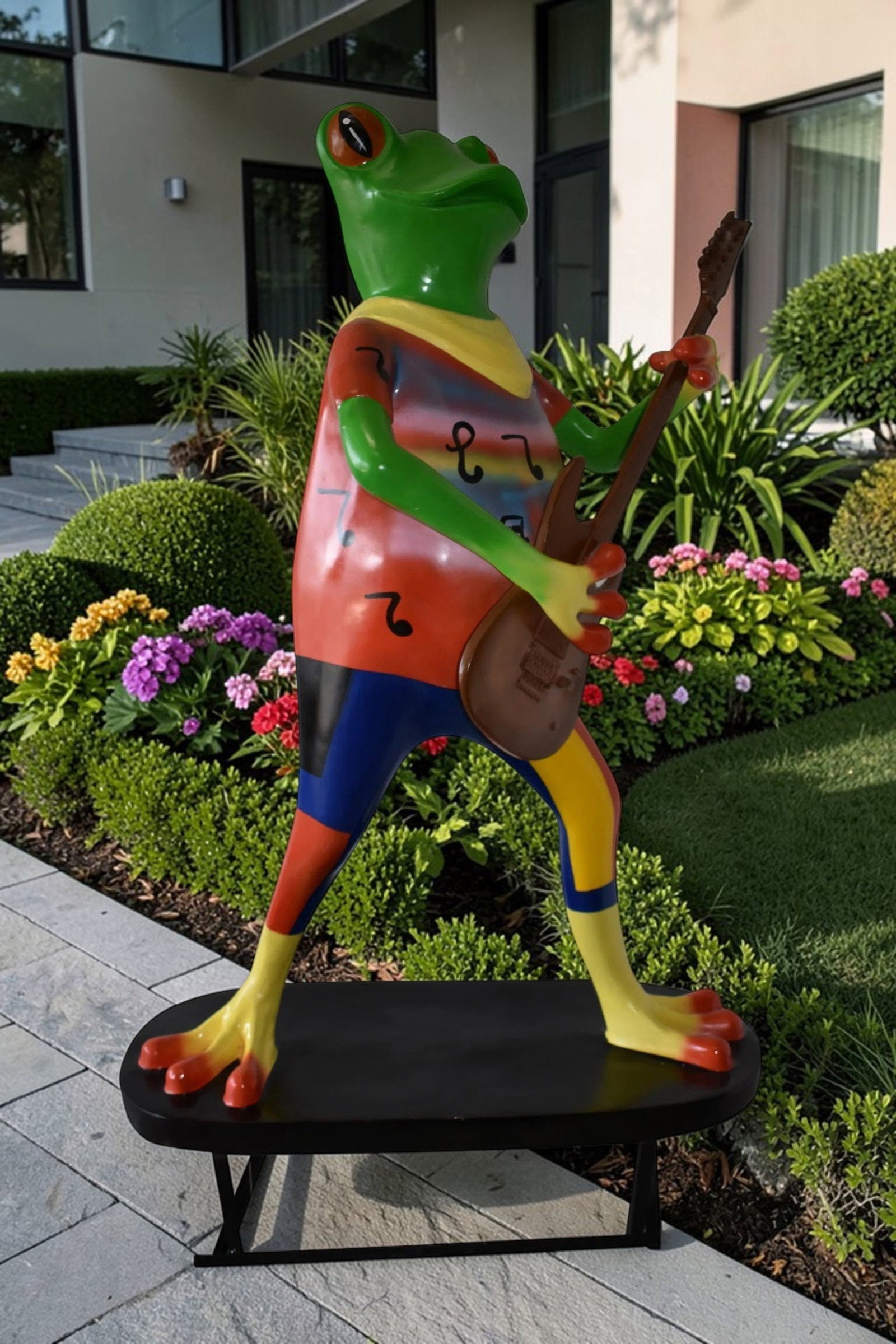 Giant Happy Frog Playing the Guitar Good for Outdoors Size: 46" x 28" x 70"H - 4