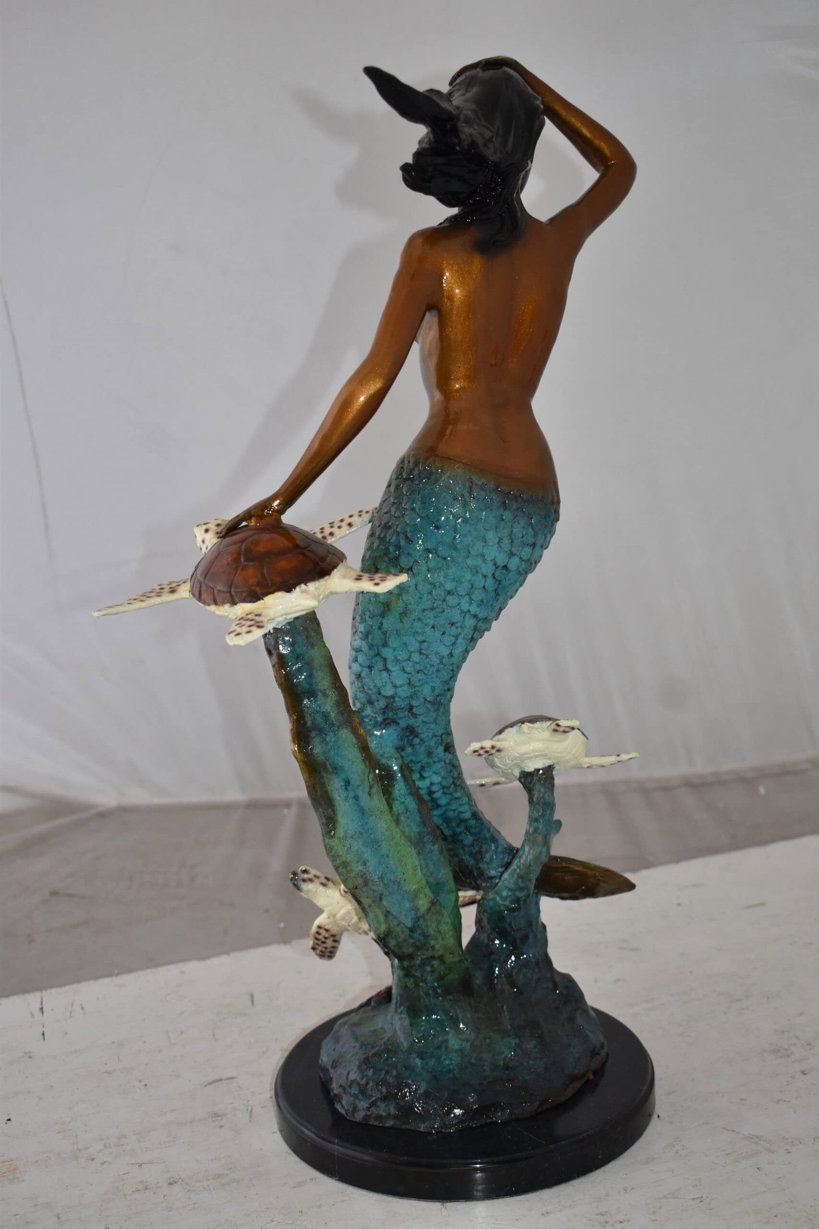 Mermaid and Turtles At Sea Bronze Statue Size: 14" x 9" x 24"H - 7