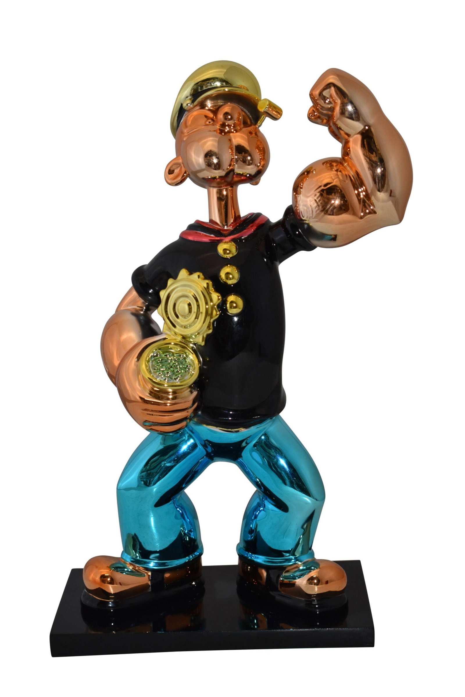 Iconic Black Popeye smaller Resin Statue Size: 11" x 6" x 17"H: Title:Iconic Black Popeye smaller Resin Statue Size: 11" x 6" x 17"H Description:Bring this playful resin statue into your next home or room to display vibrancy and humor to your guests. This