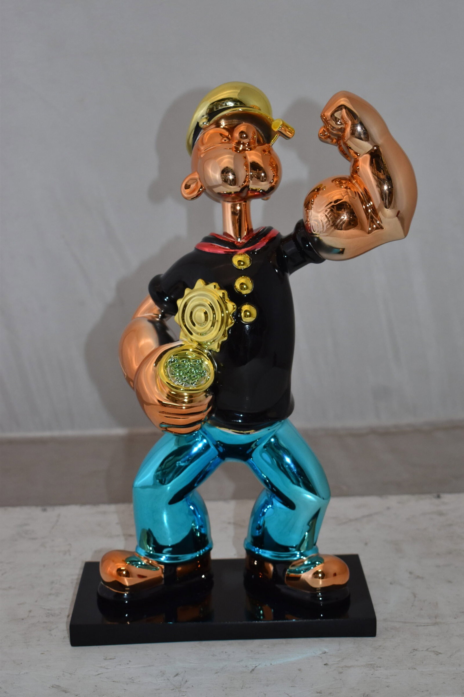 Iconic Black Popeye smaller Resin Statue Size: 11" x 6" x 17"H - 2